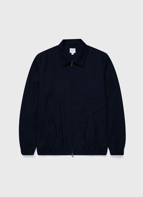 Men's Cotton Raffia Blouson Jacket in Navy Matching pieces Men's Cotton Raffia Blouson Jacket in Navy Hardware