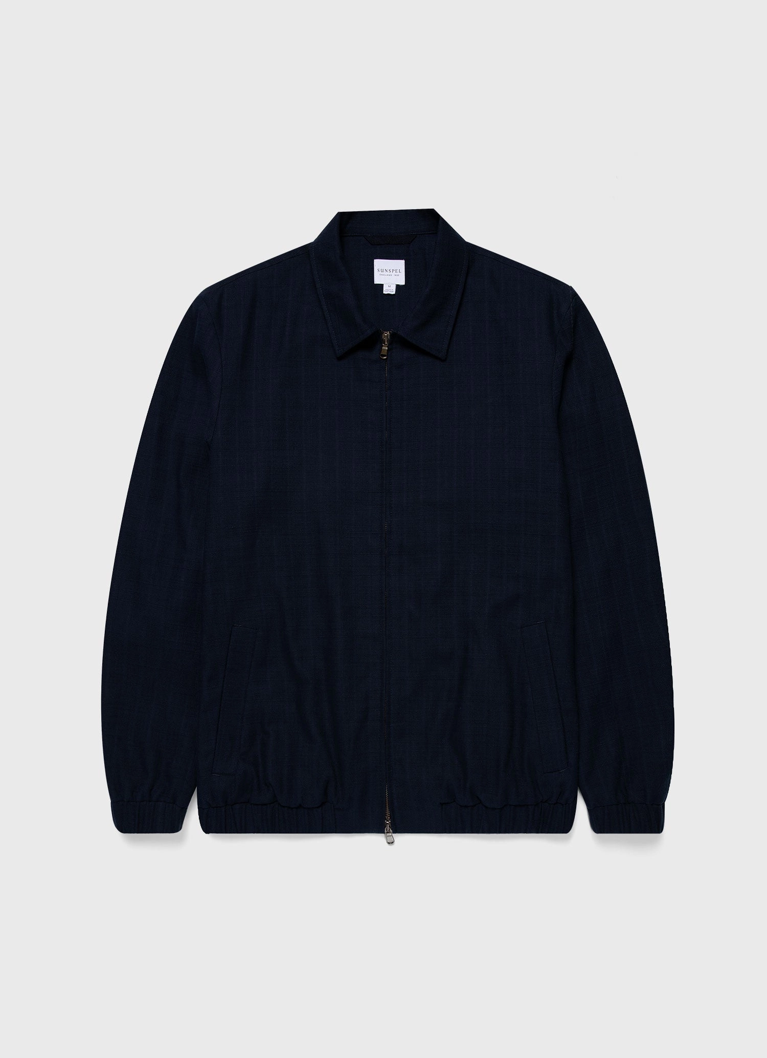 Men's Cotton Raffia Blouson Jacket in Navy Hardware