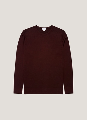 Men's Extra-Fine Merino Crew Neck in Bakelite Seasonal Texture Men's Extra-Fine Merino Crew Neck in Bakelite Low Impact Manufacturing