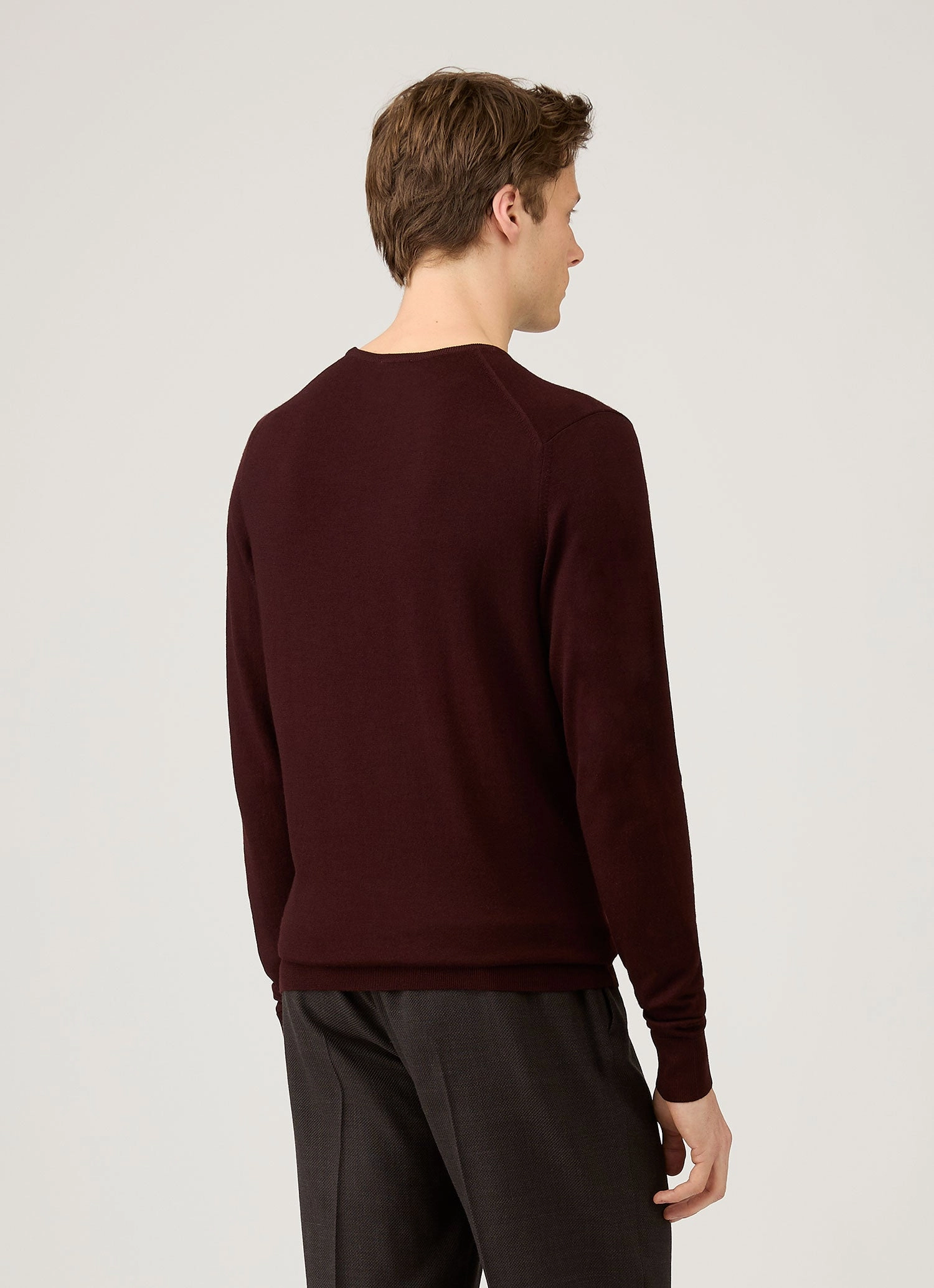 Daily Casual Wrinkle Resistant Men's Extra-Fine Merino Crew Neck in Bakelite