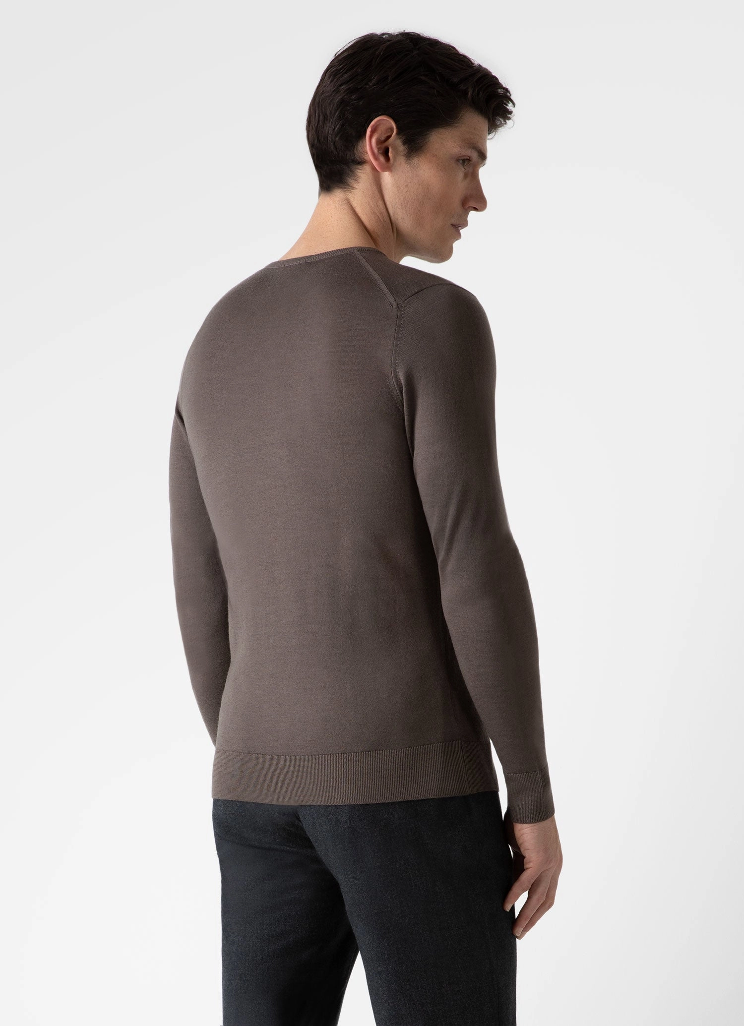 Office Layer Cozy Fleece Men's Extra-Fine Merino Crew Neck in Cedar