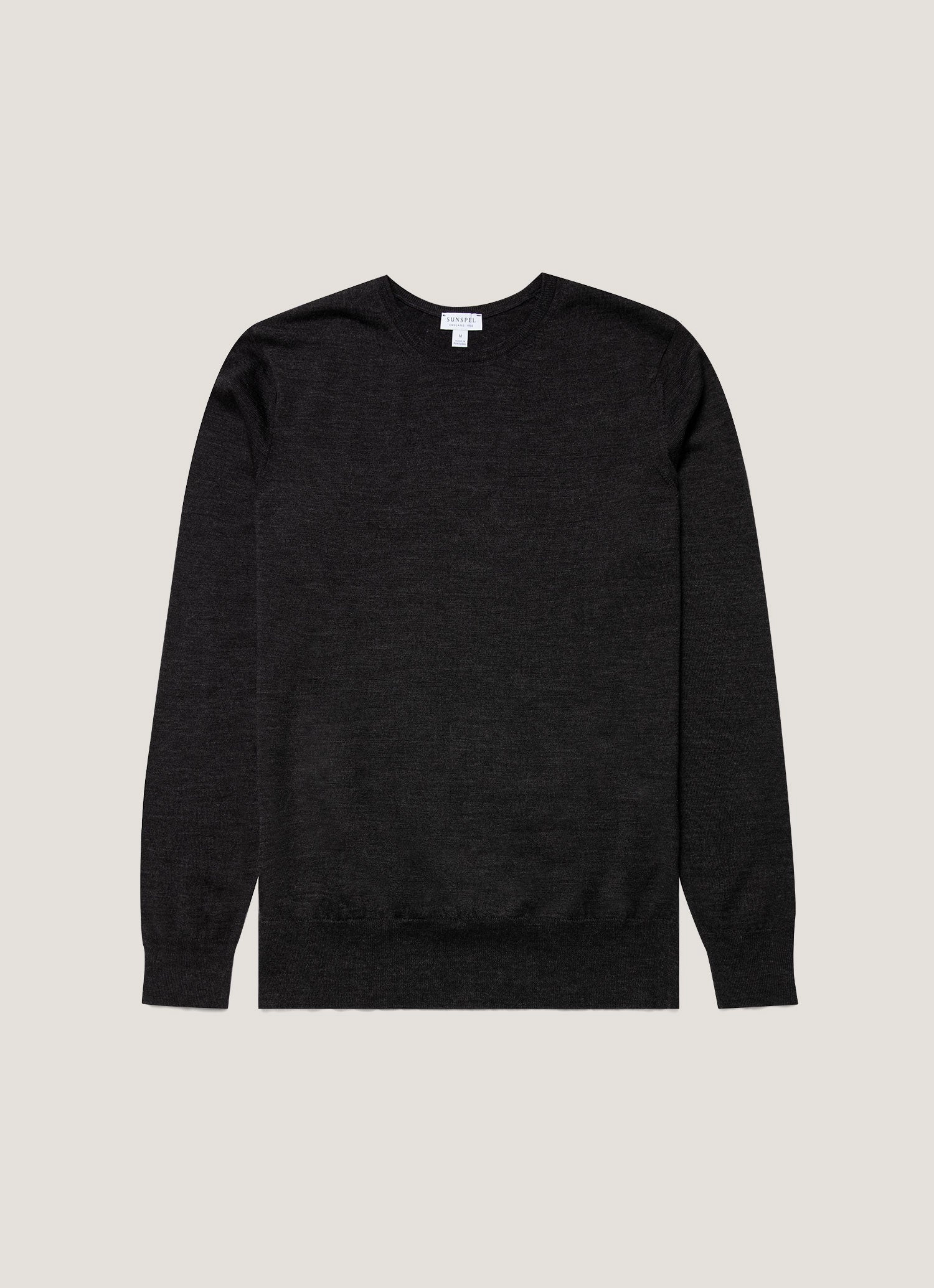 Men's Extra-Fine Merino Crew Neck in Charcoal Melange Home Layer Indoor Comfort