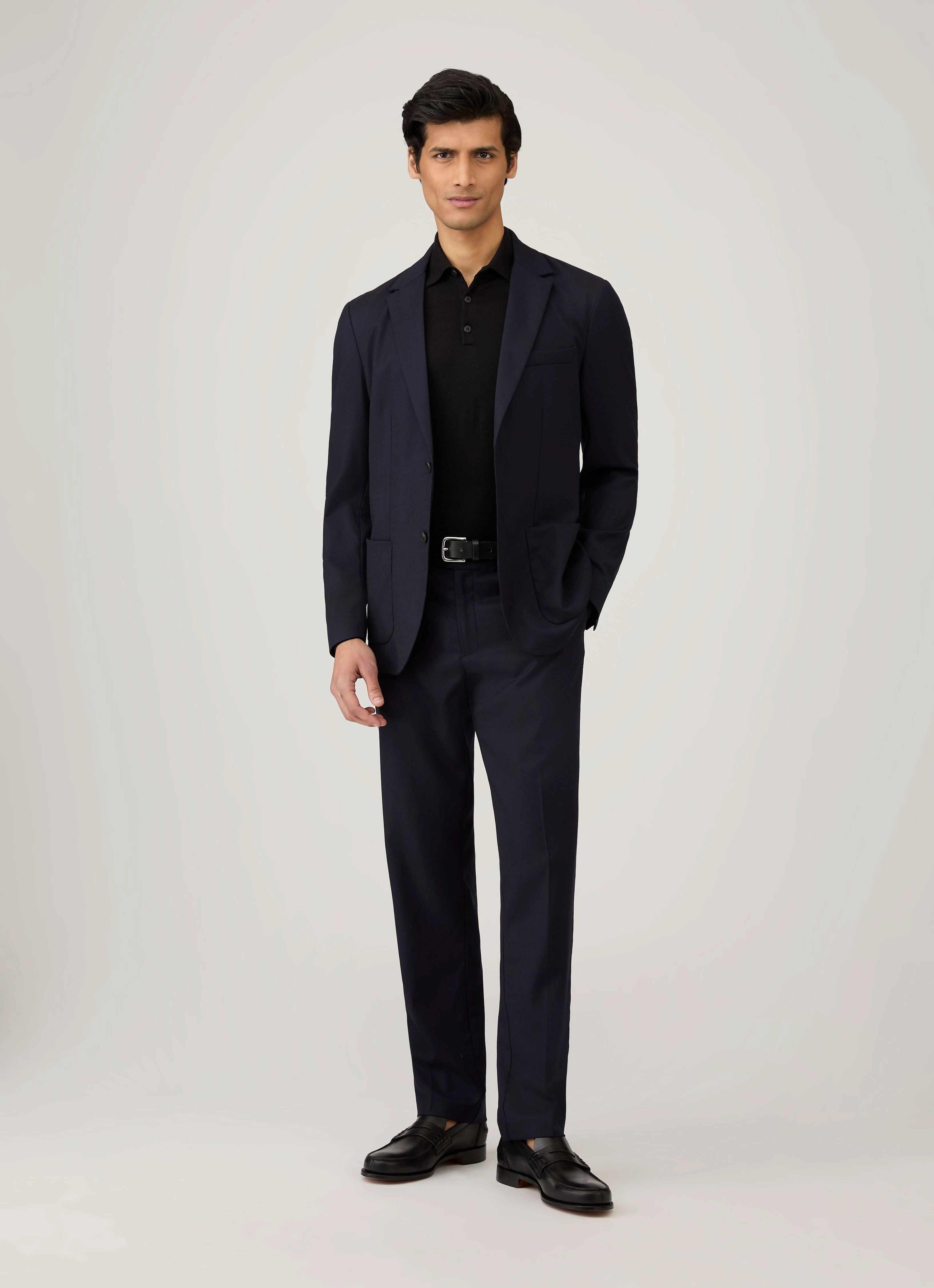 Men's Extra-Fine Merino Polo Shirt in Black Modern Shirt Active Shirt