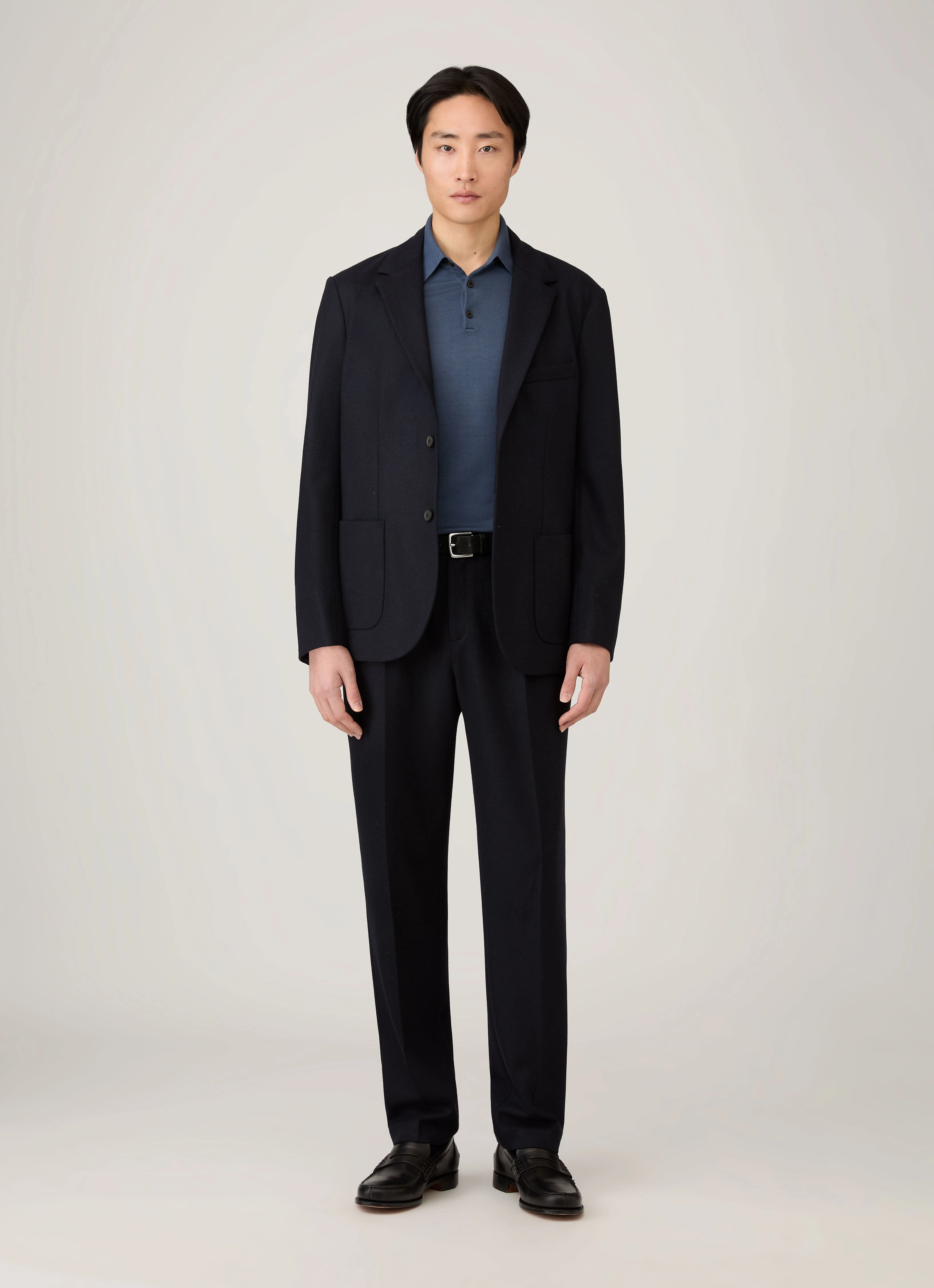 Men's Extra-Fine Merino Polo Shirt in Slate Blue Fashion Must-Have