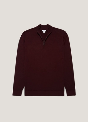 Men's Extra-Fine Merino Zip Neck in Bakelite ReinforcedHem Clean Finish Merino Wool Men's Extra-Fine Merino Zip Neck in Bakelite