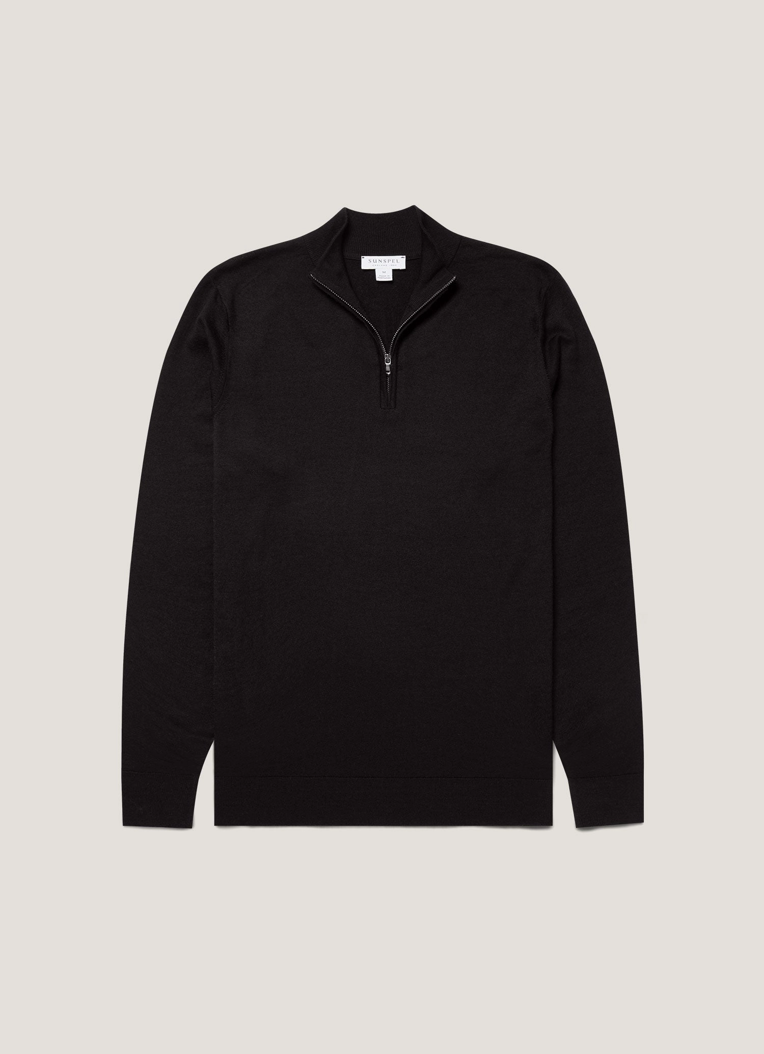 Men's Extra-Fine Merino Zip Neck in Black All Day