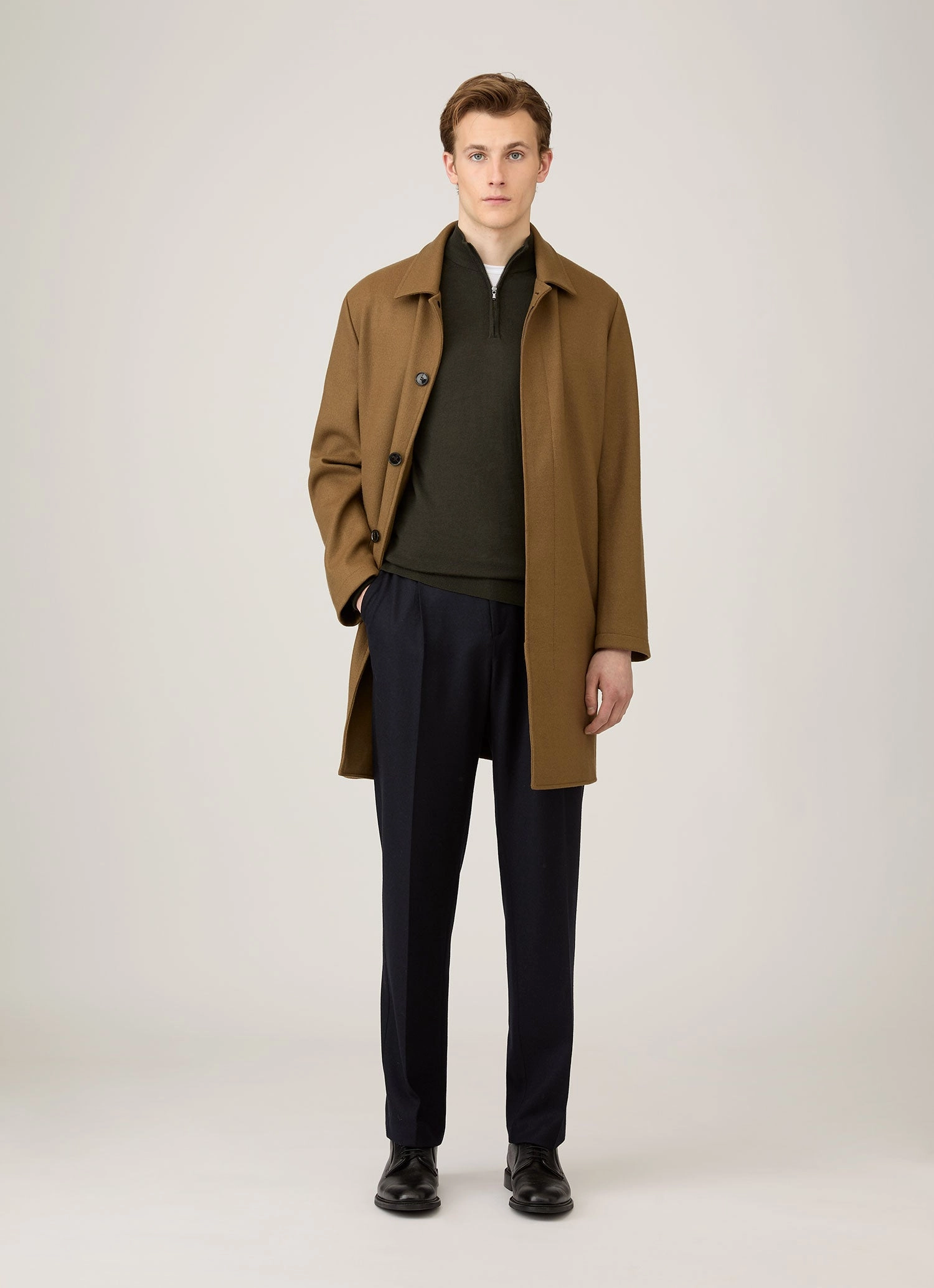 Men's Extra-Fine Merino Zip Neck in Dark Green Durable Weave Chic Warmth