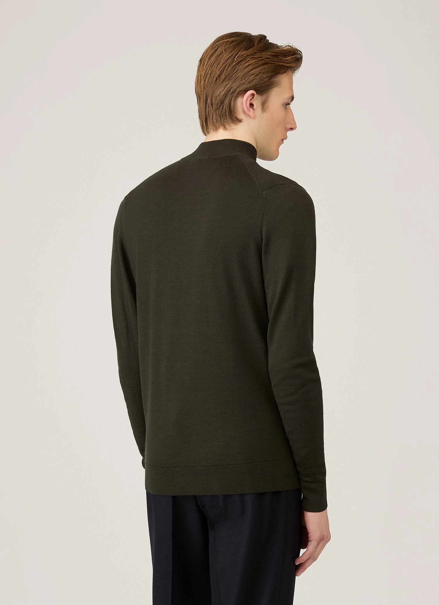 Layered Look Modern Comfort Men's Extra-Fine Merino Zip Neck in Dark Green