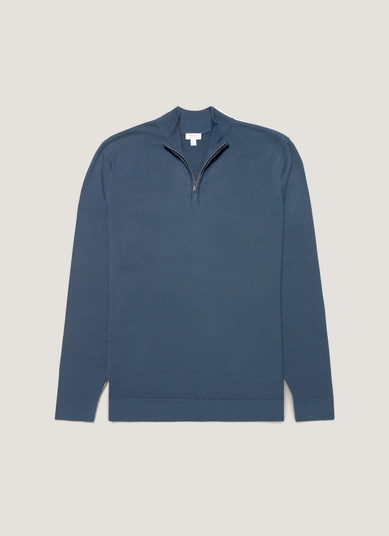 Men's Extra-Fine Merino Zip Neck in Slate Blue Layered Collar Option