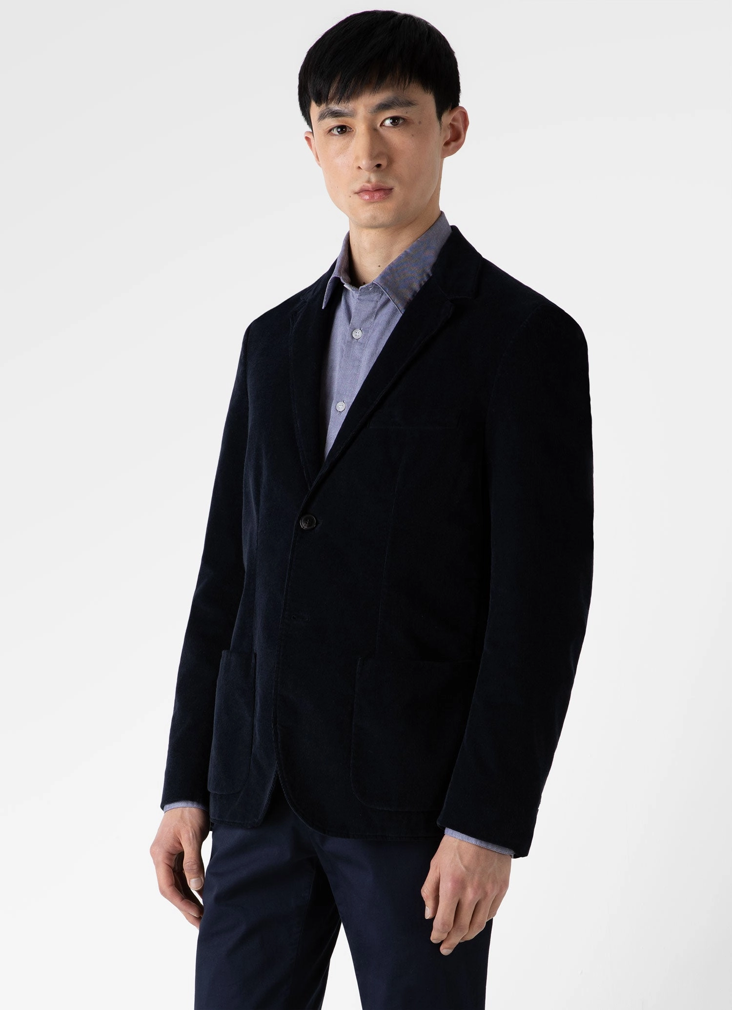 Water-Resistant Layer Windproof Design Men's Fine Corduroy Blazer in Navy