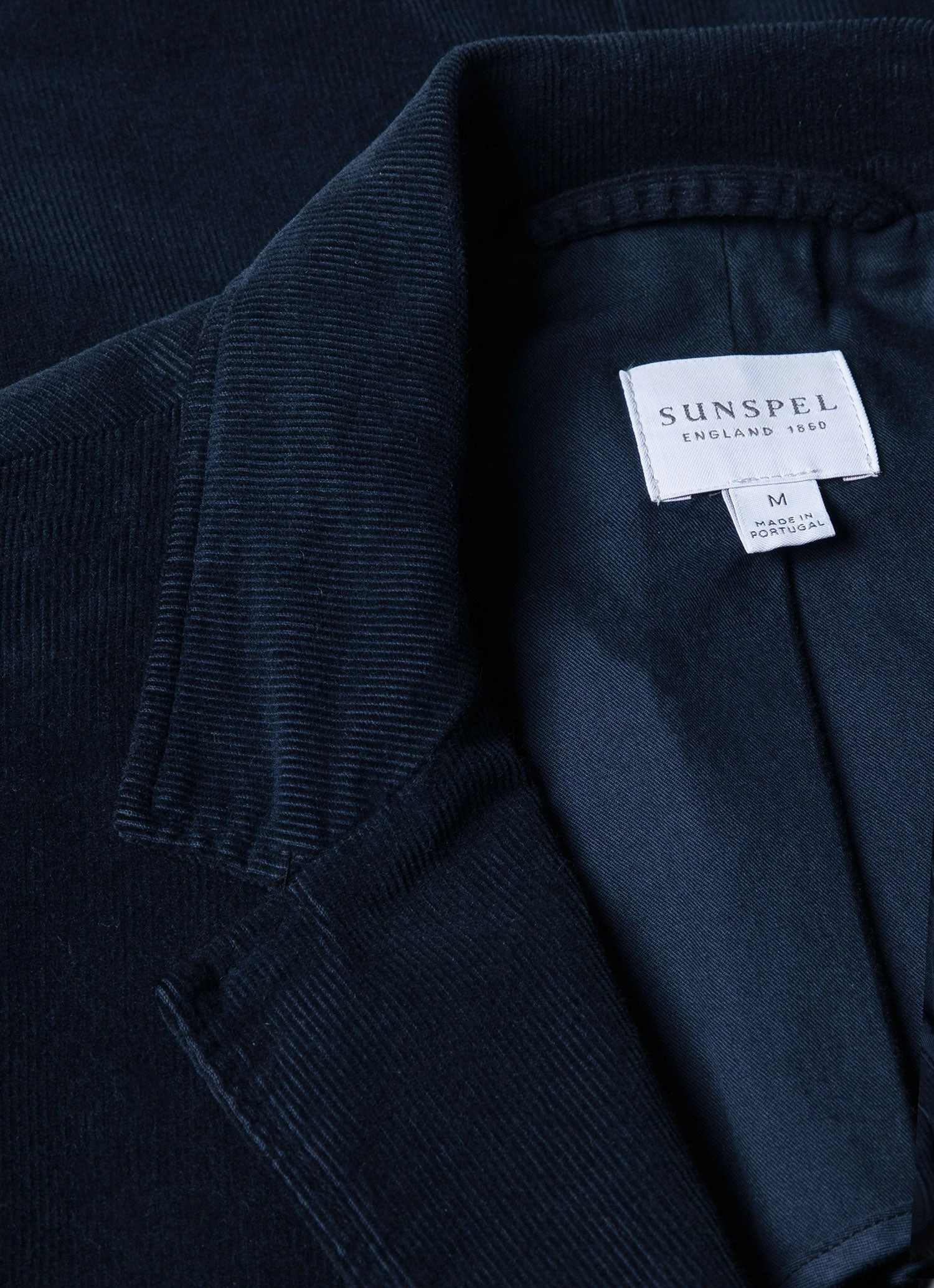 Men's Fine Corduroy Blazer in Navy Non Irritating Collar Determination