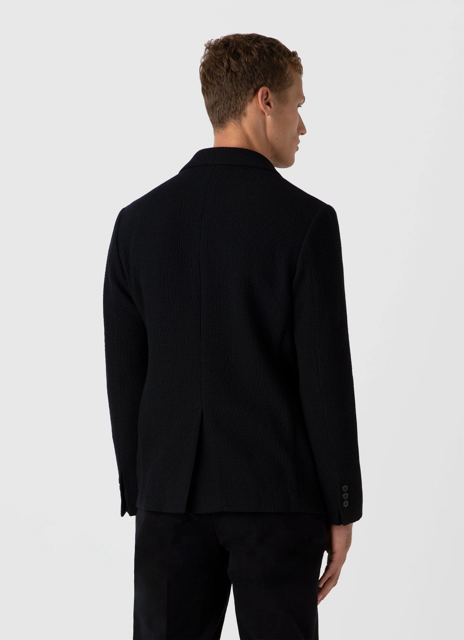 Men's Heavy Wool Jersey Blazer in Navy Lightweight Packable Build All Weather Performance