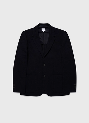 Men's Heavy Wool Jersey Blazer in Navy 360 Degree Ventilation Activewear morning Men's Heavy Wool Jersey Blazer in Navy