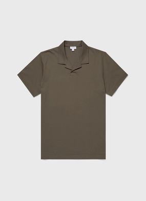Men's Heavyweight Polo Shirt in Khaki AntiPill Treatment Layer Ready Timeless Shirt Men's Heavyweight Polo Shirt in Khaki