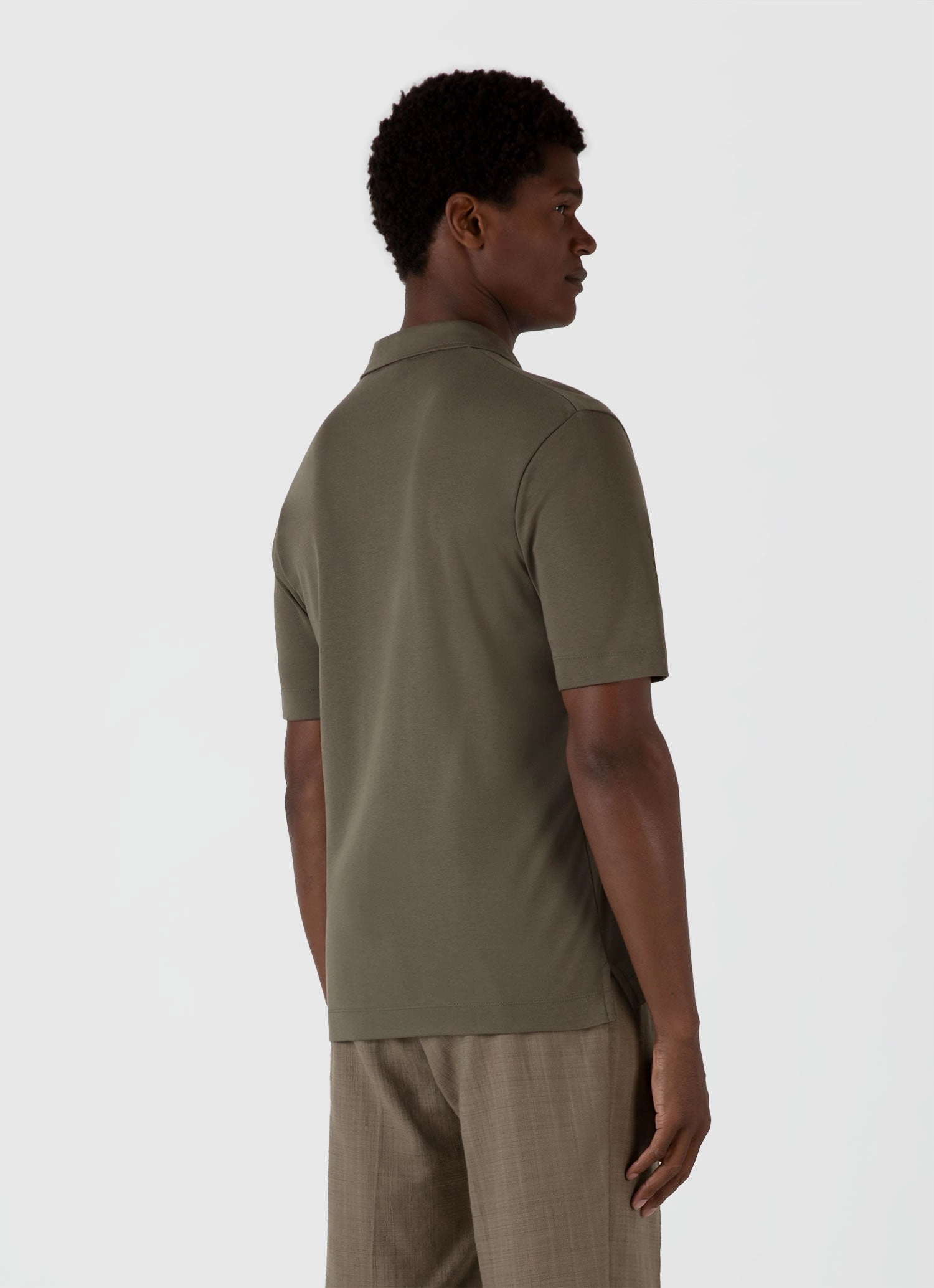 Men's Heavyweight Polo Shirt in Khaki Minimal Layers Breathable mesh lining