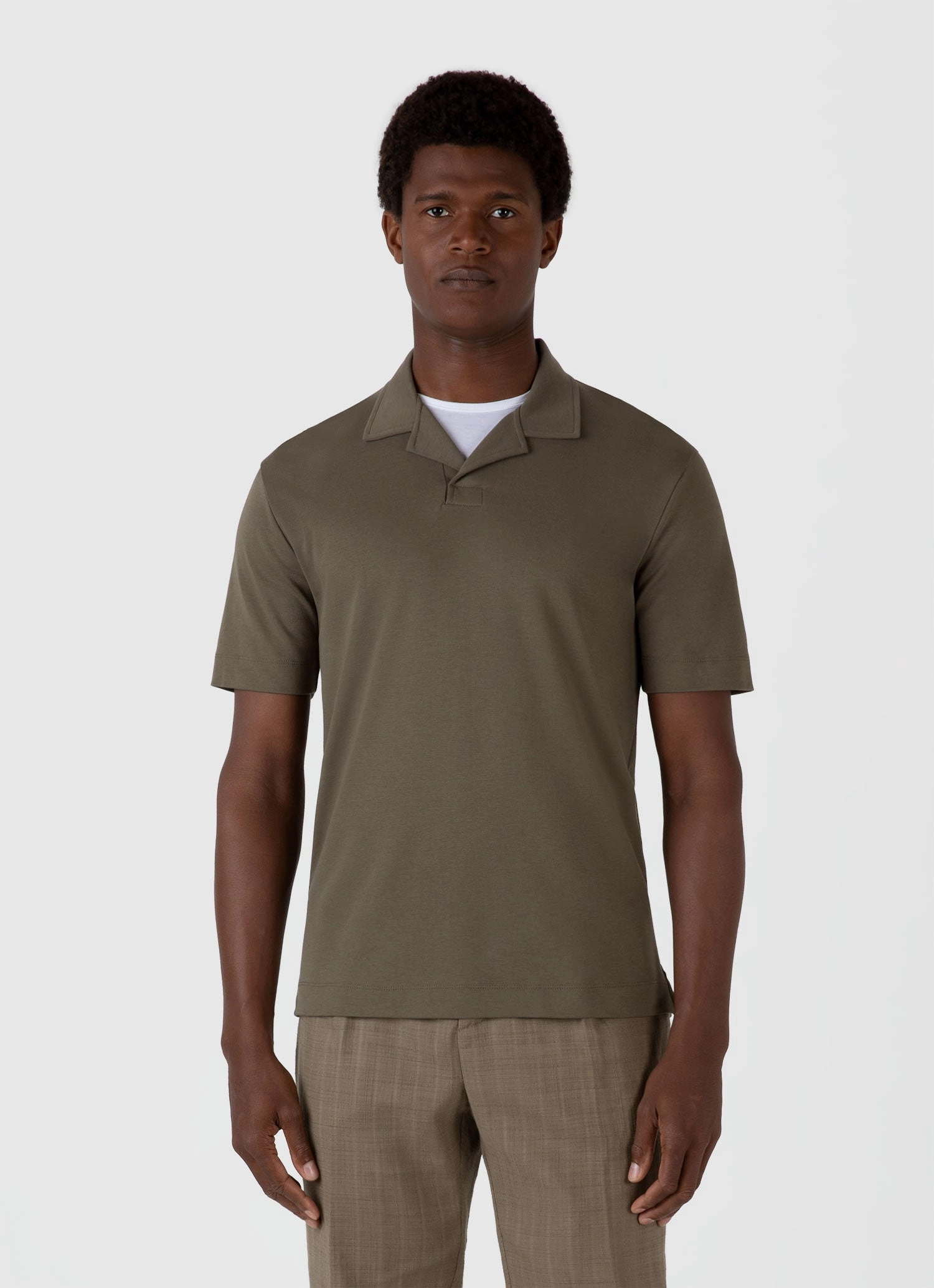 Trendy Business Men's Heavyweight Polo Shirt in Khaki