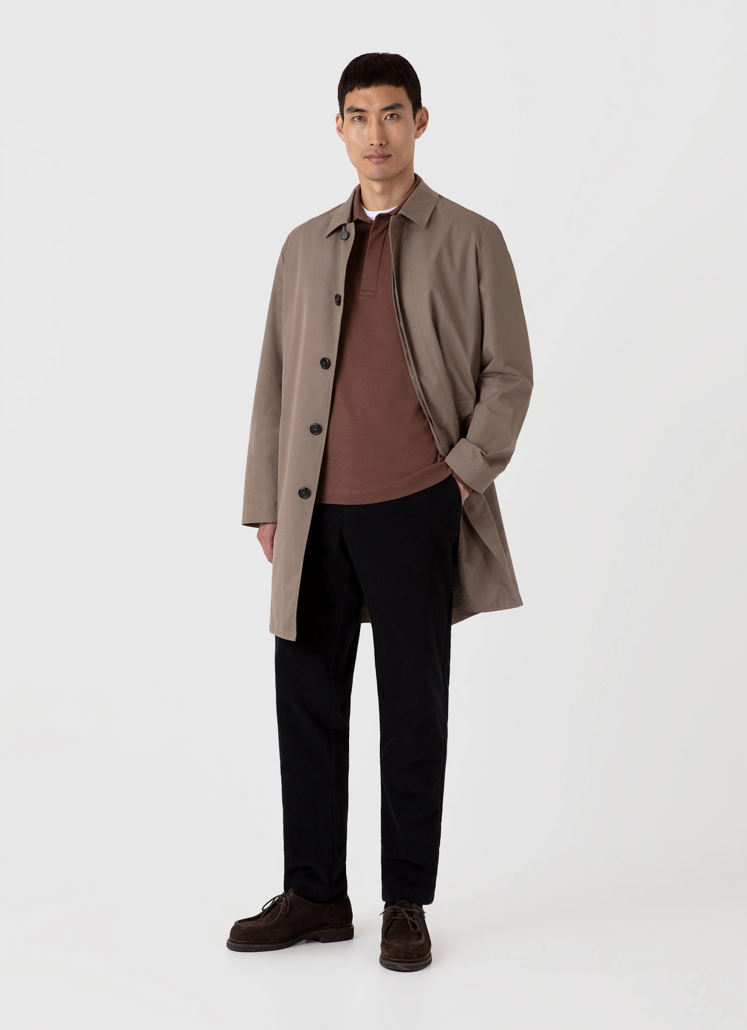 Men's Heavyweight Rugby Polo Shirt in Cocoa Brown Modern Fashion