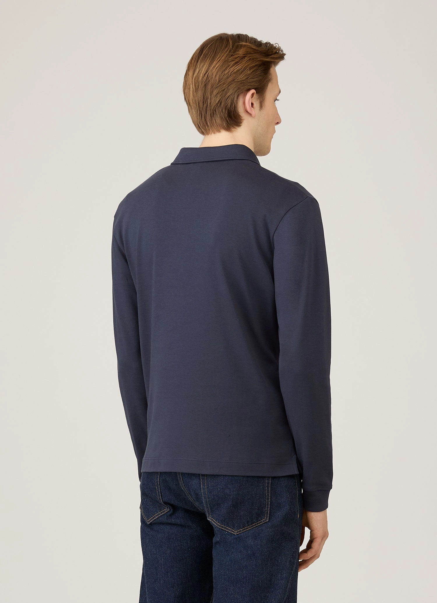 Flexible Layer Tailored Silhouette Men's Heavyweight Rugby Polo Shirt in Navy