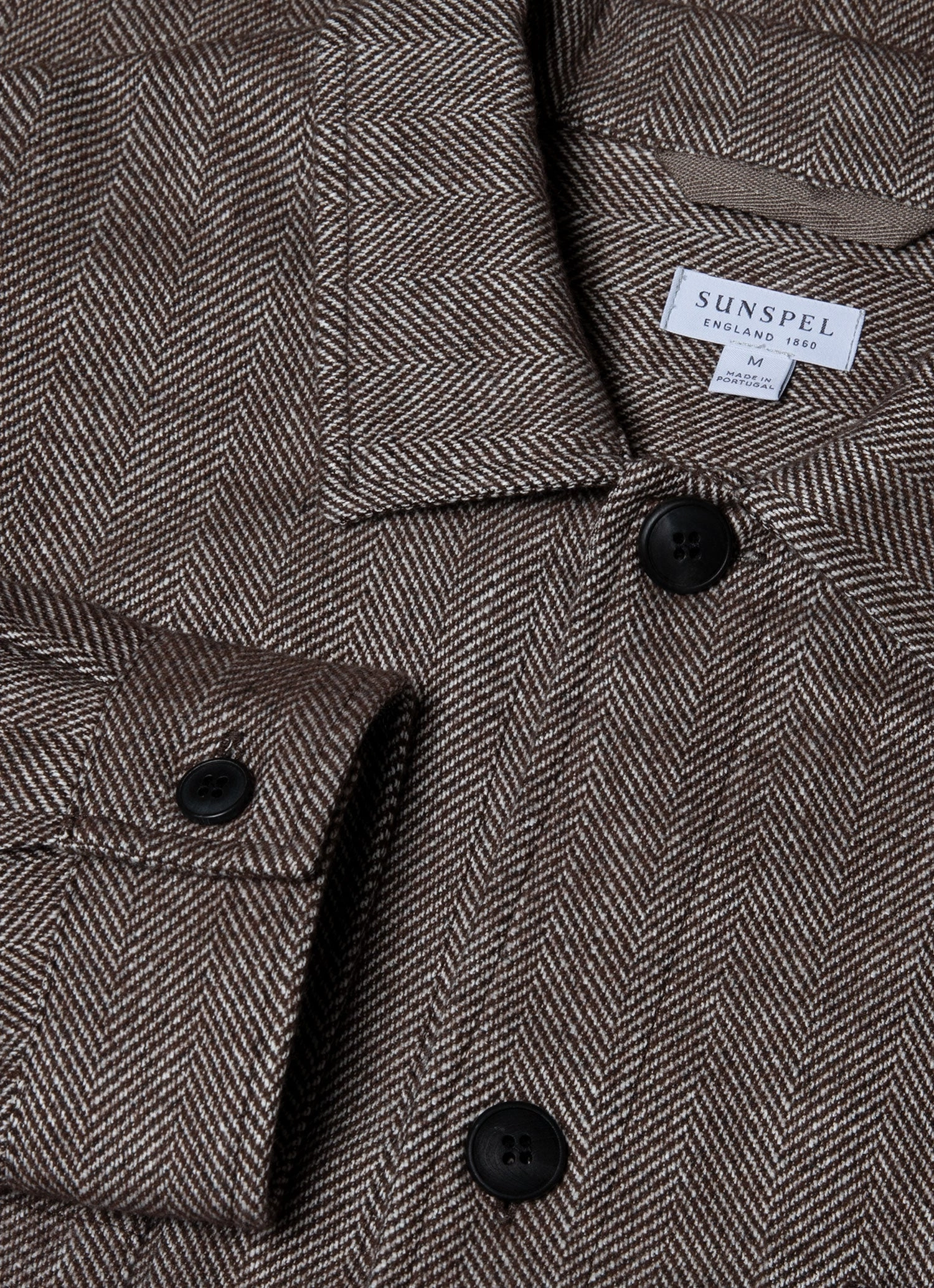 night Men's Herringbone Overshirt in Light Brown