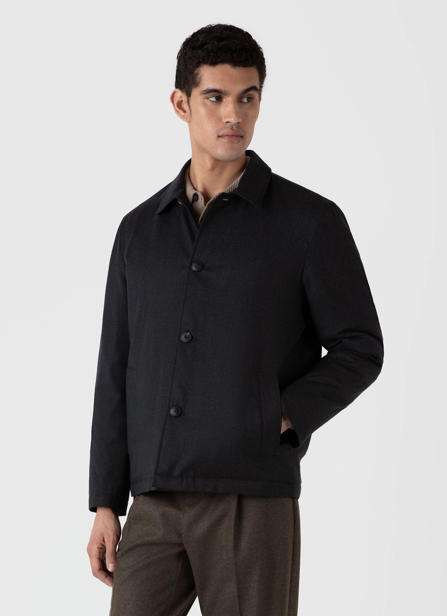Chill Protection Men's Insulated Wool Jacket in Charcoal Melange