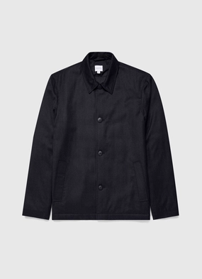 Men's Insulated Wool Jacket in Charcoal Melange Grand fashion Construct Men's Insulated Wool Jacket in Charcoal Melange