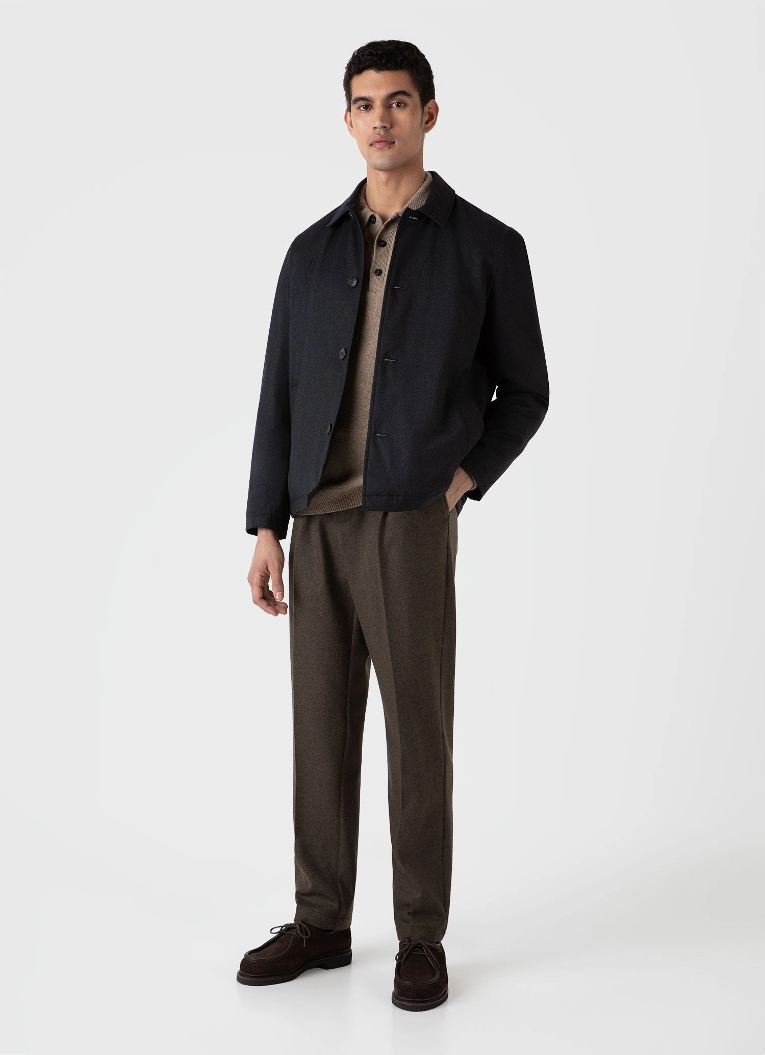 wedding guests Storm Protection Men's Insulated Wool Jacket in Charcoal Melange
