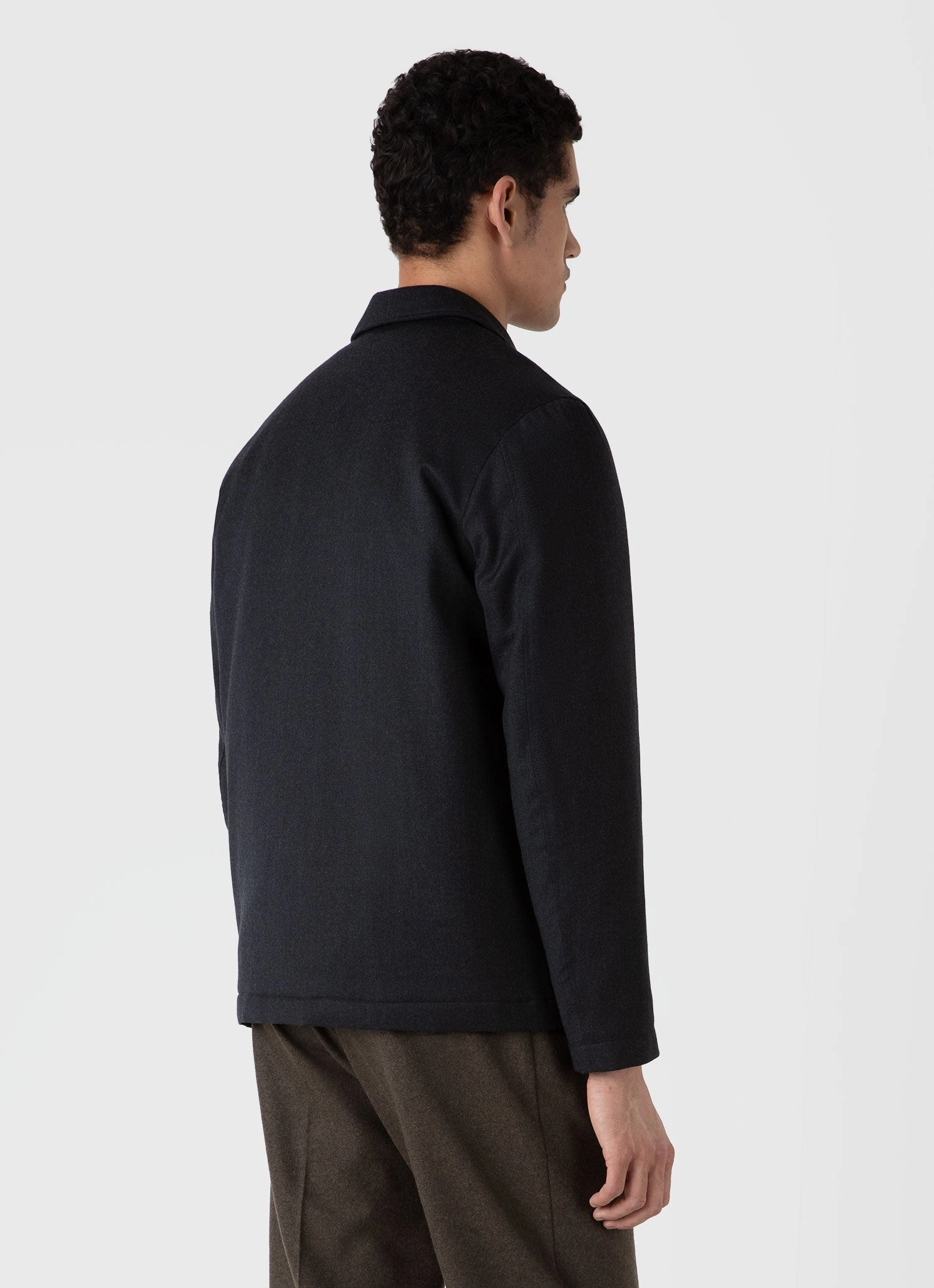 Men's Insulated Wool Jacket in Charcoal Melange Dual Layer Ventilation