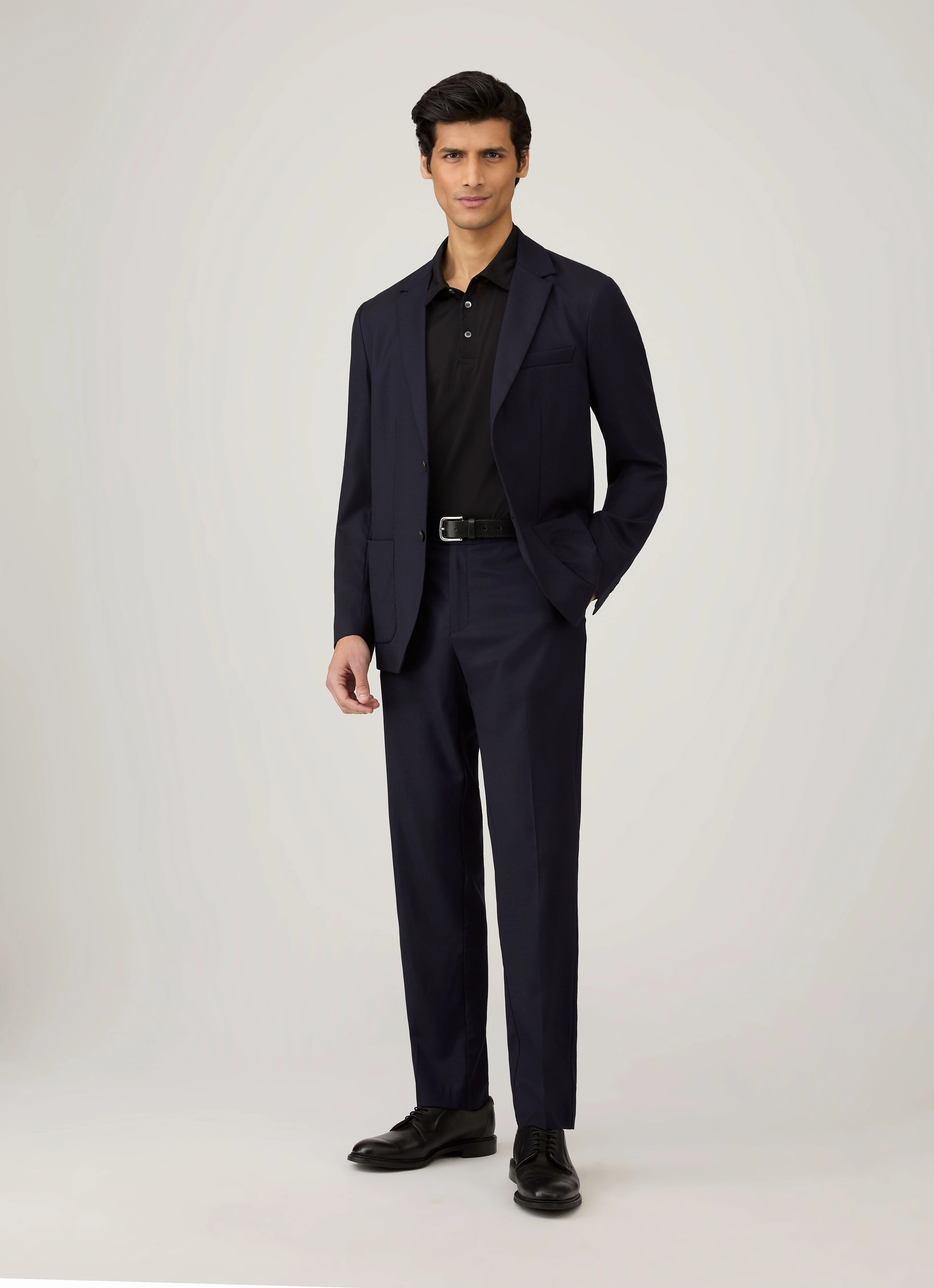 Double Layer Shoulder Men's Jersey Classic Polo Shirt in Black