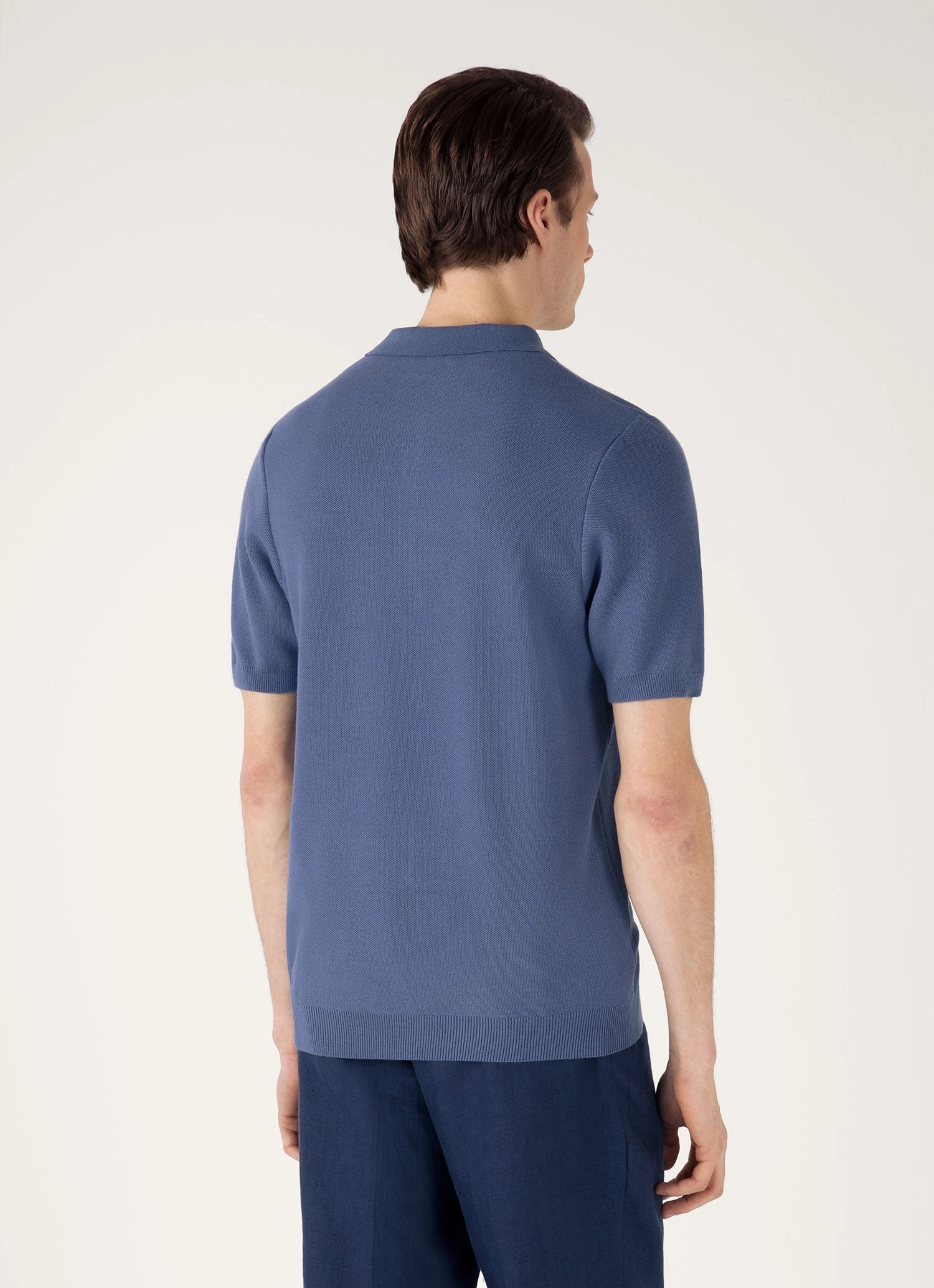 Everyday Fashion Men's Knit Polo Shirt in Soft Denim