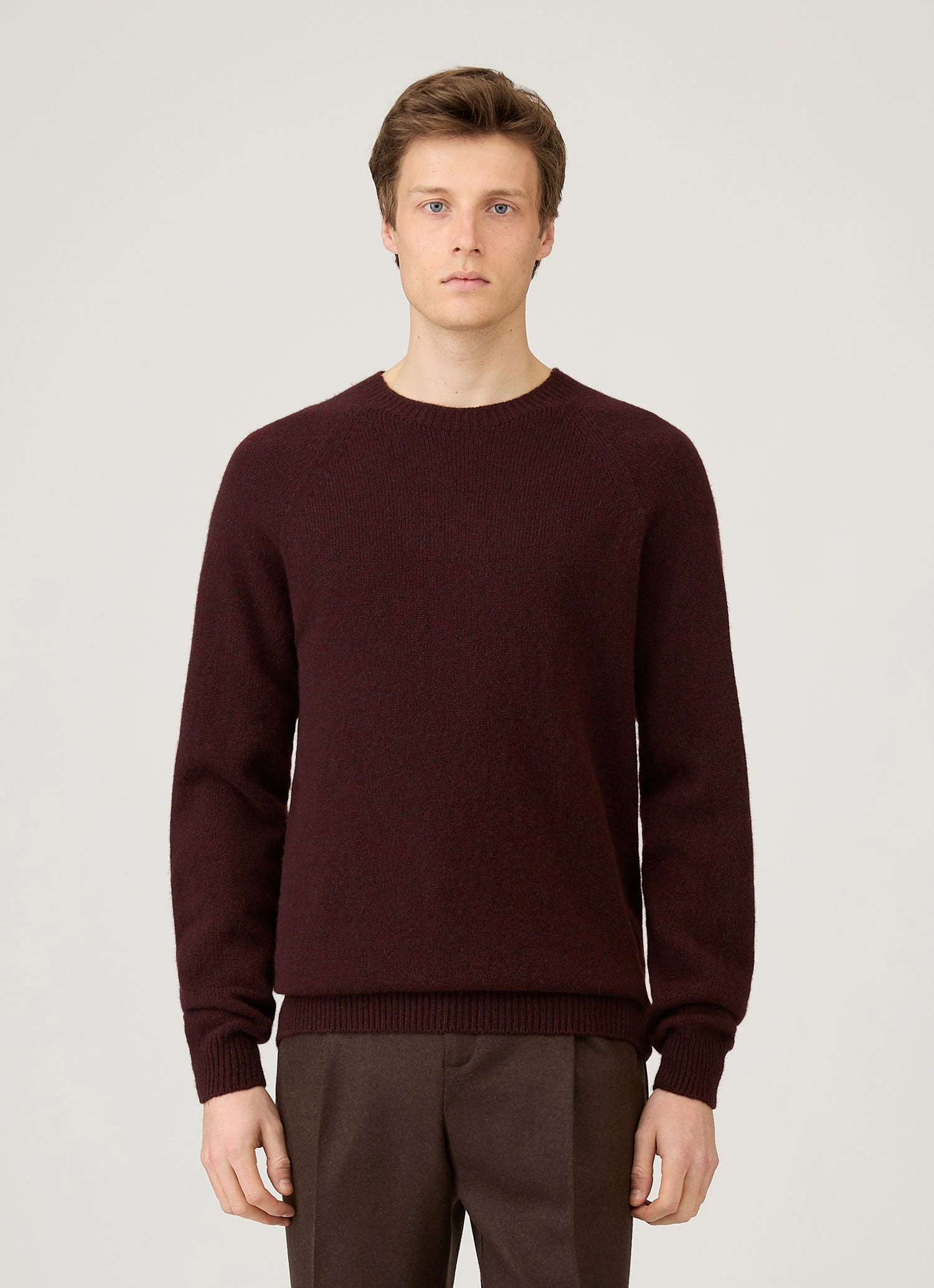 Seasonal Layered Men's Lambswool Crew Neck Jumper in Bakelite Twist
