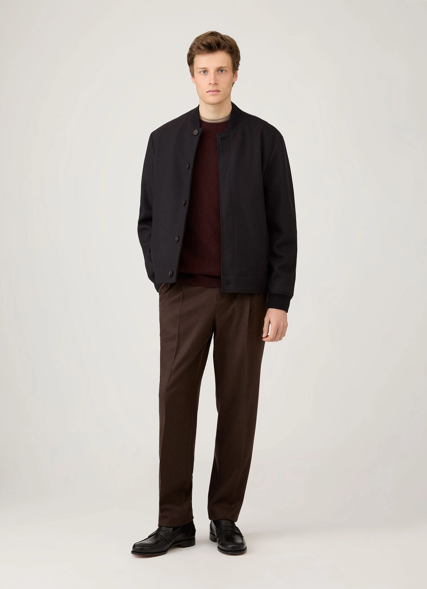 Street Comforted Men's Lambswool Crew Neck Jumper in Bakelite Twist