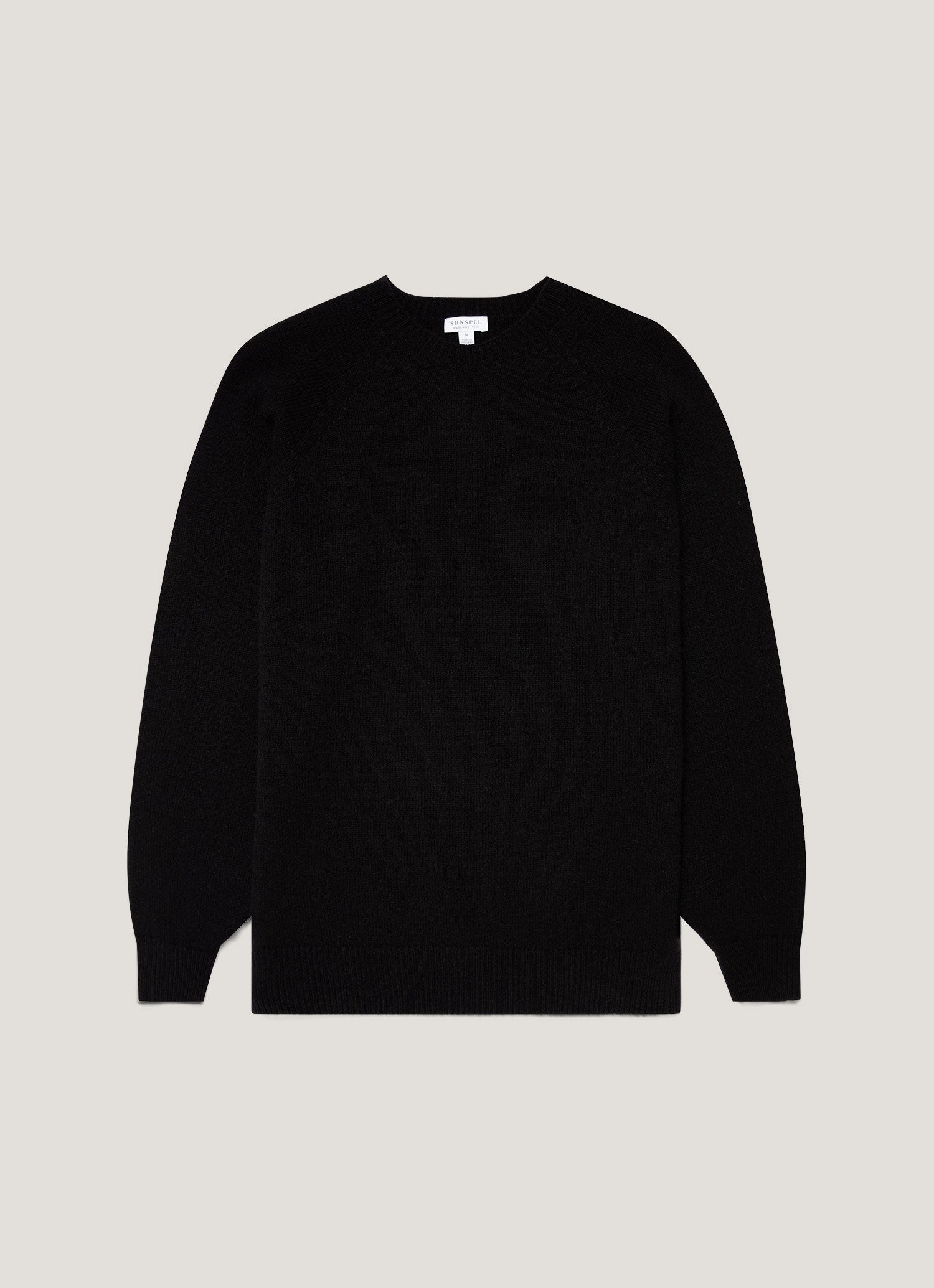 Light Warmth Winter Outfit Men's Lambswool Crew Neck Jumper in Black