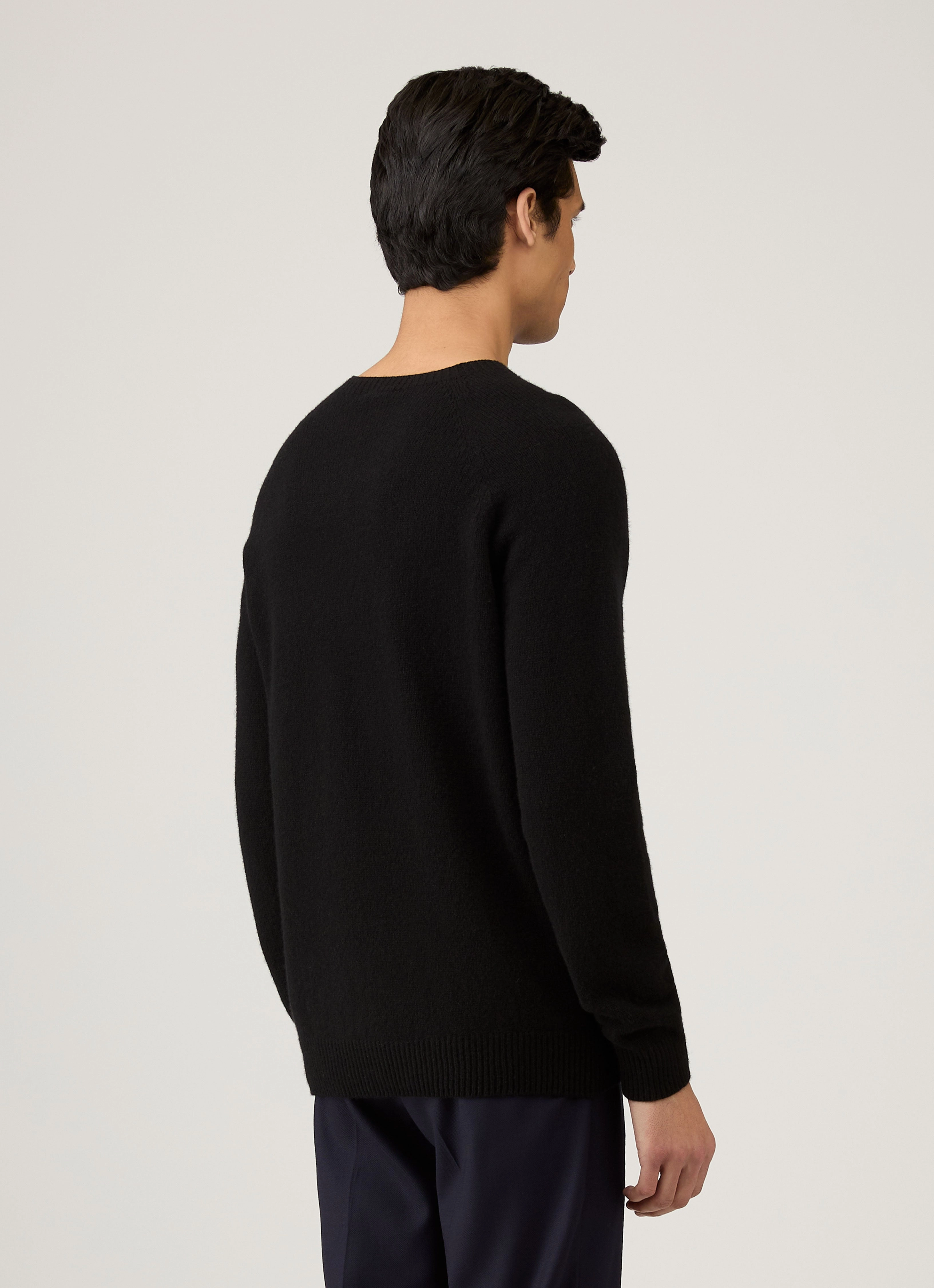Men's Lambswool Crew Neck Jumper in Black Light Cover