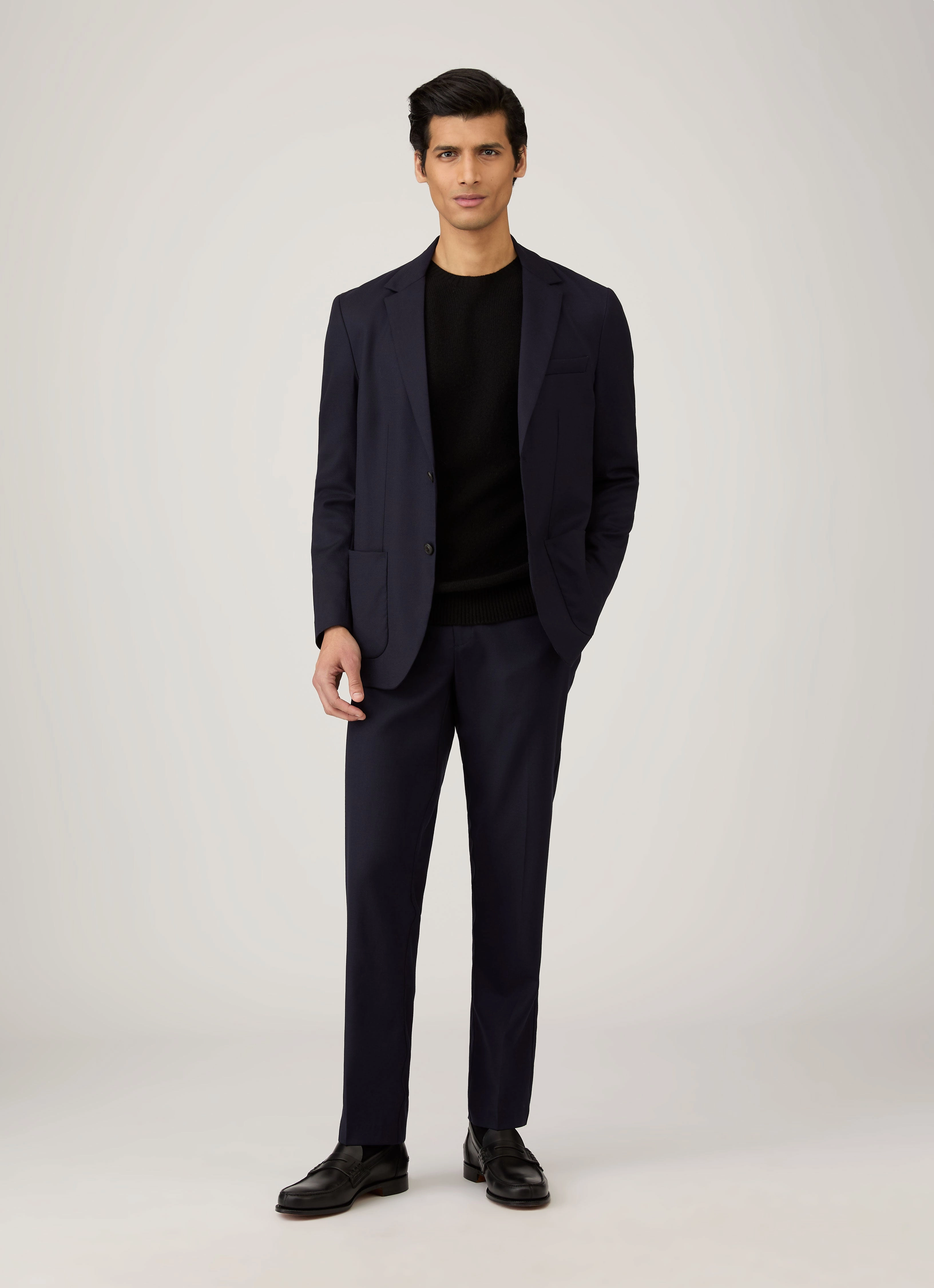 Men's Lambswool Crew Neck Jumper in Black City Casual