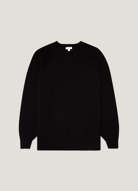 Men's Lambswool Crew Neck Jumper in Black Sporty Ease Light Warmth Winter Outfit Men's Lambswool Crew Neck Jumper in Black