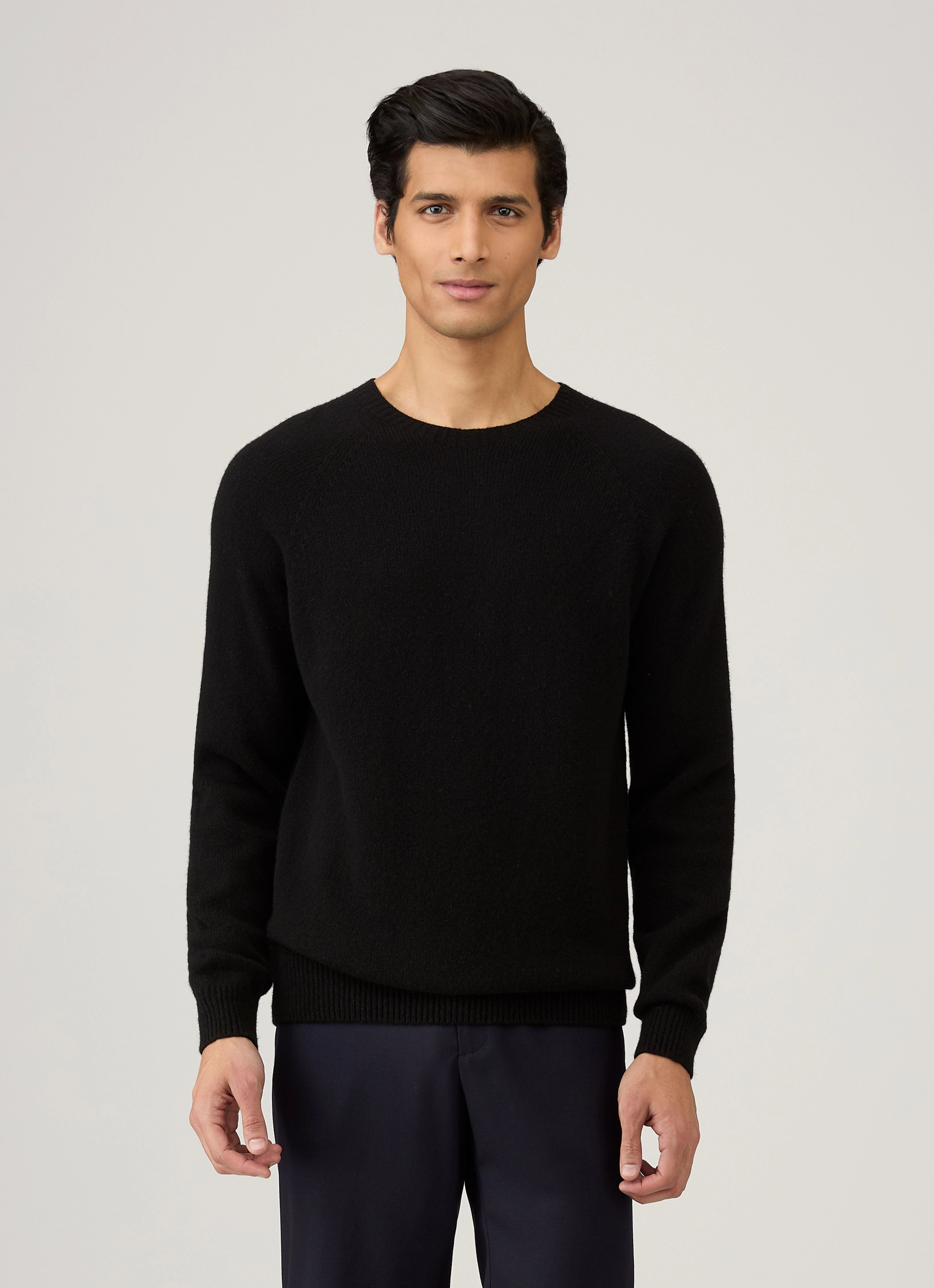 Men's Lambswool Crew Neck Jumper in Black All Time