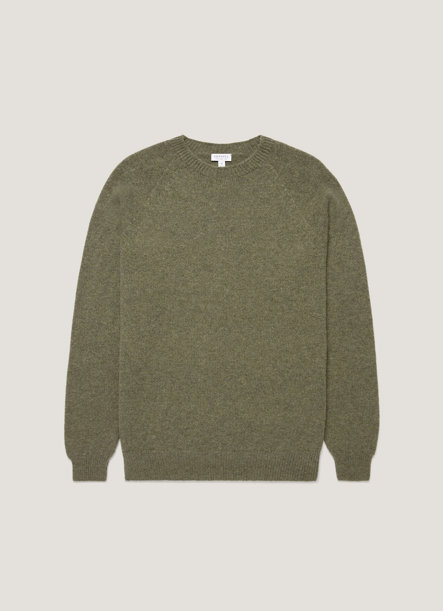 Ventilation Panel Men's Lambswool Crew Neck Jumper in Sea Moss