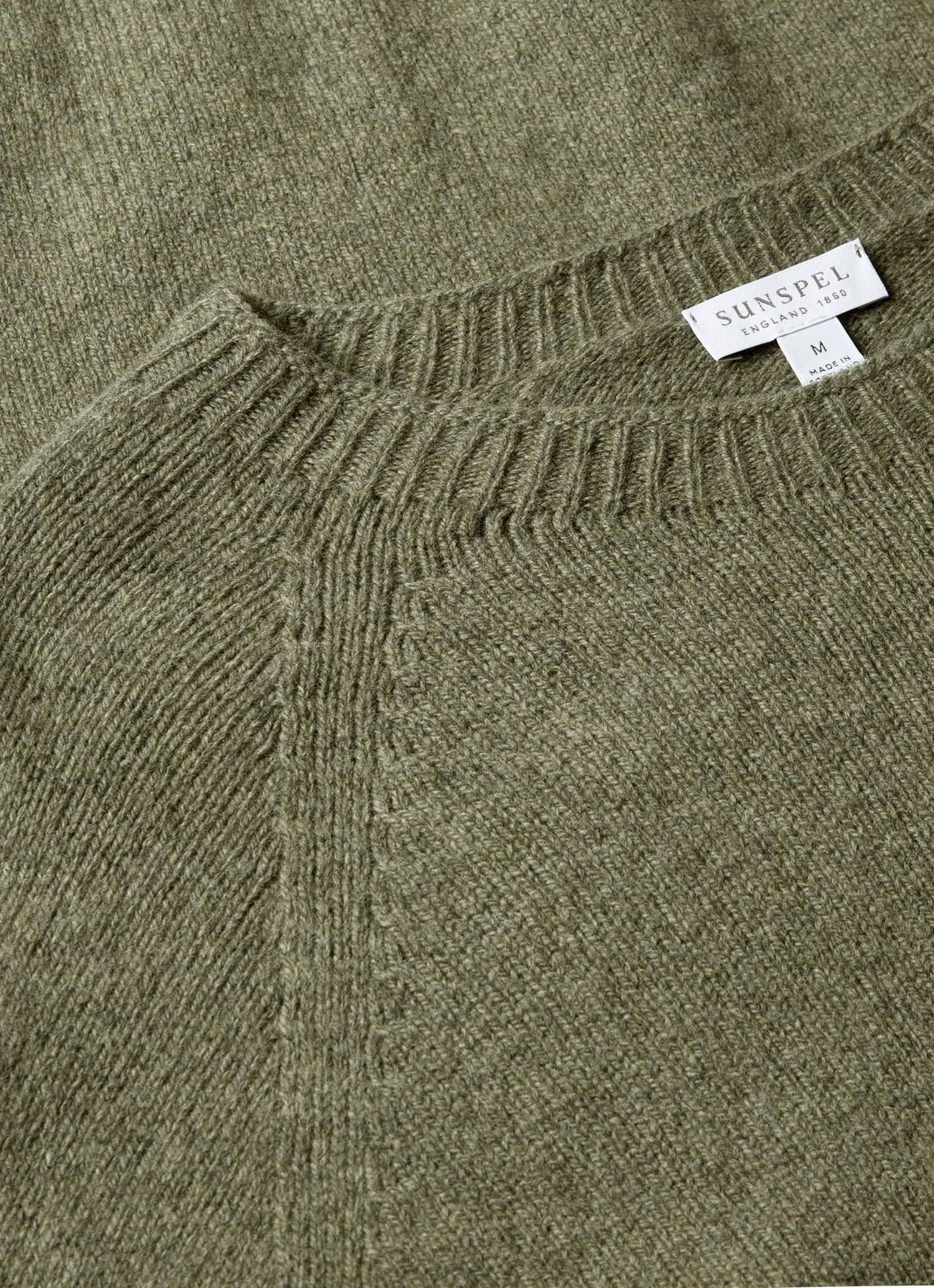 Men's Lambswool Crew Neck Jumper in Sea Moss Loop Back Finish