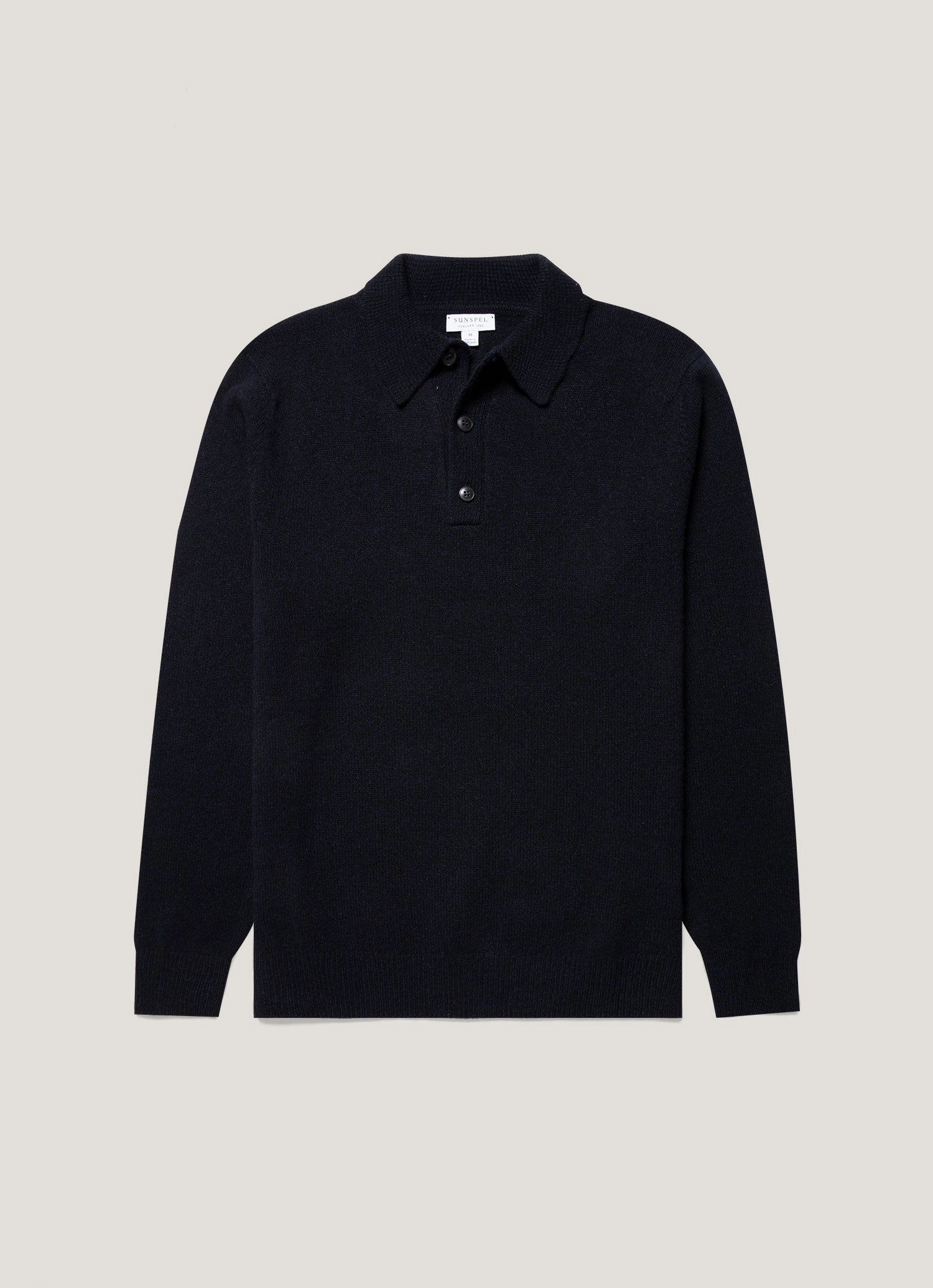 Men's Lambswool Polo Shirt in Dark Navy Mouline Versatile Comfort Effortless Fashion