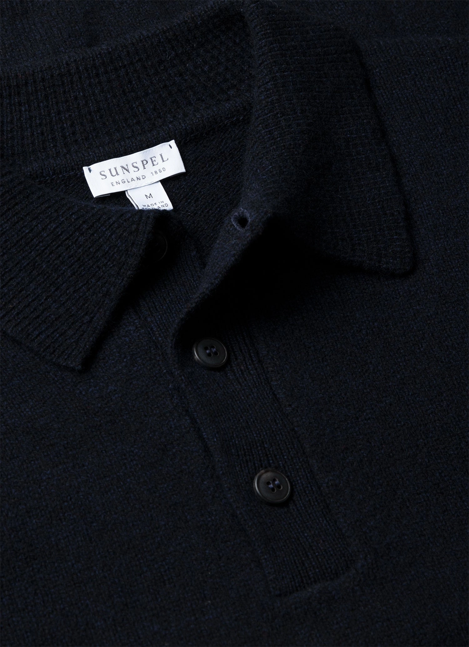Men's Lambswool Polo Shirt in Dark Navy Mouline Smart Layering