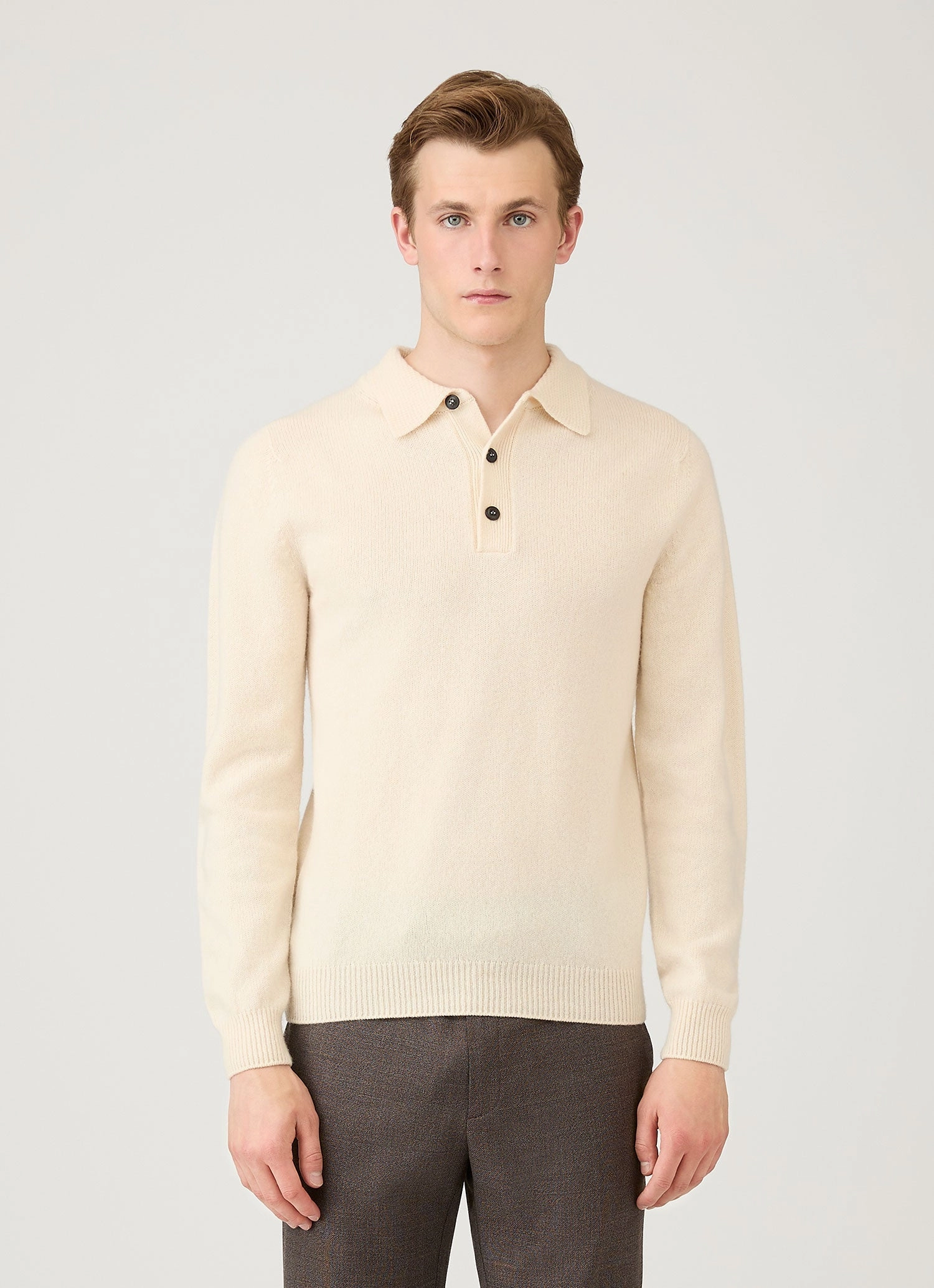 Men's Lambswool Polo Shirt in Ecru Fashion Top Sun Protection UPF 50