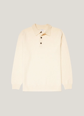 Men's Lambswool Polo Shirt in Ecru Polished Style Sophisticated Comfort