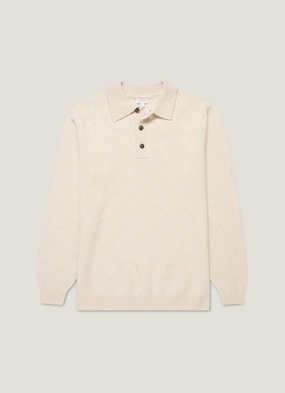 Men's Lambswool Polo Shirt in Oatmeal Melange Chic Comfort Men's Lambswool Polo Shirt in Oatmeal Melange cotton shirt Layered Vibe