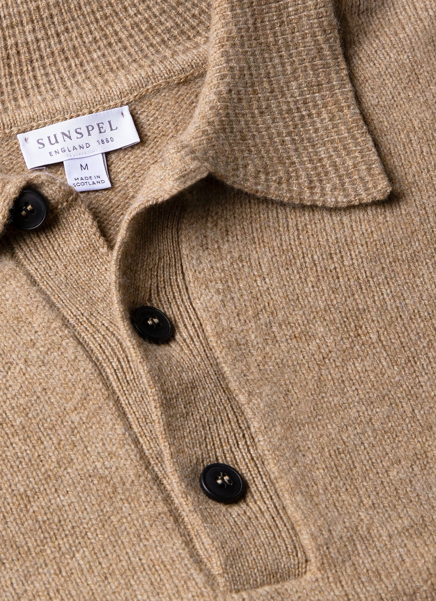 Comfy Wear Layering Essential Men's Lambswool Polo Shirt in Sandstone