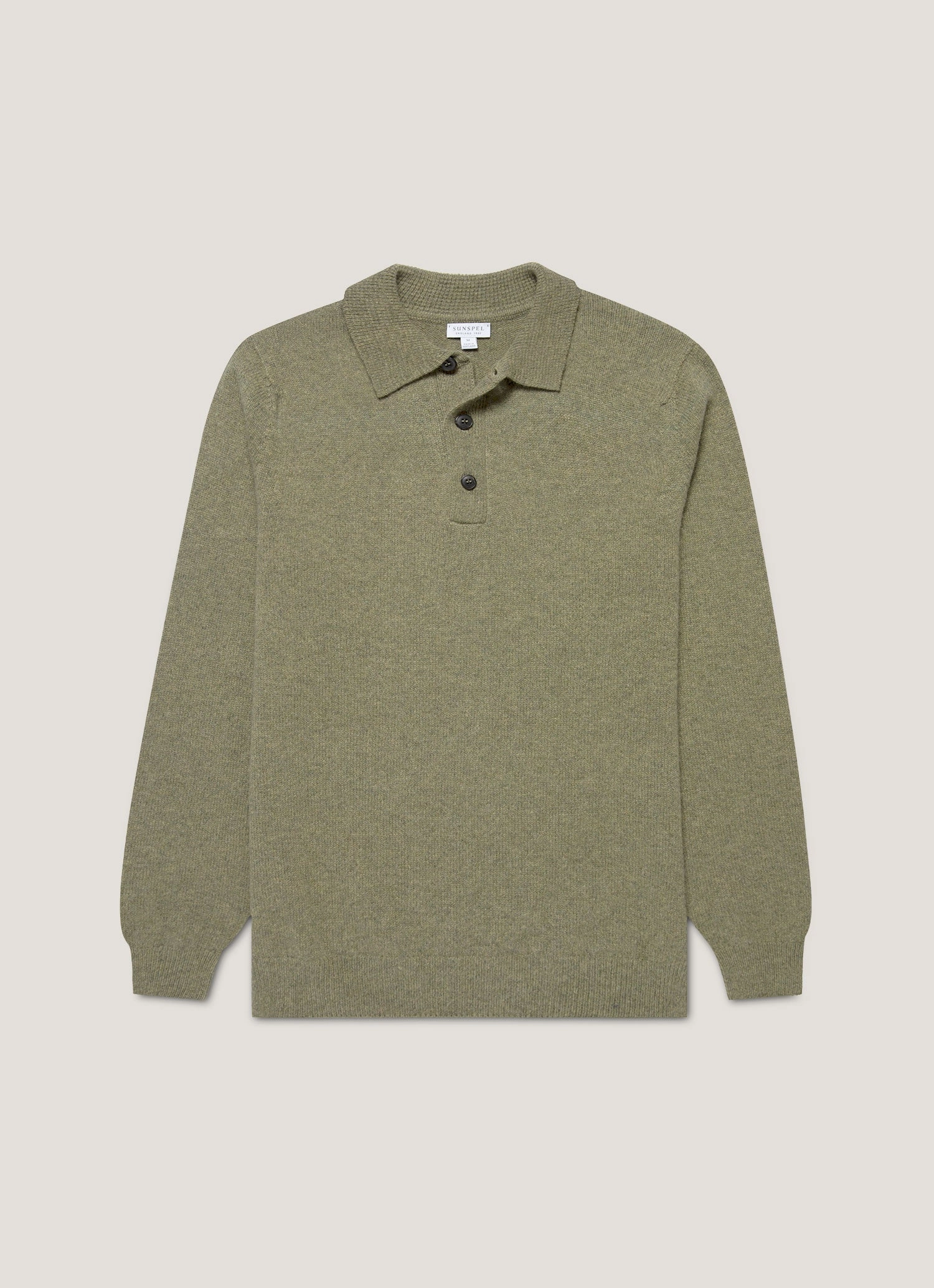 Men's Lambswool Polo Shirt in Sea Moss Flexible Layer