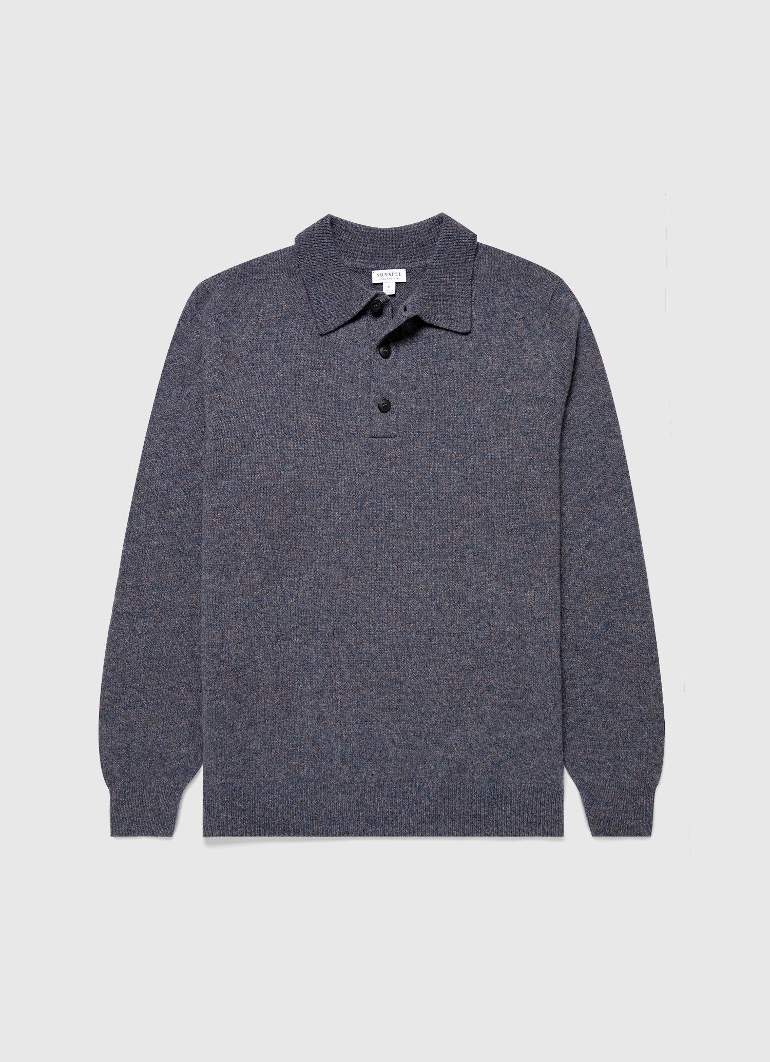 Men's Lambswool Polo Shirt in Slate Blue Twist Luxury Look Refined Layer