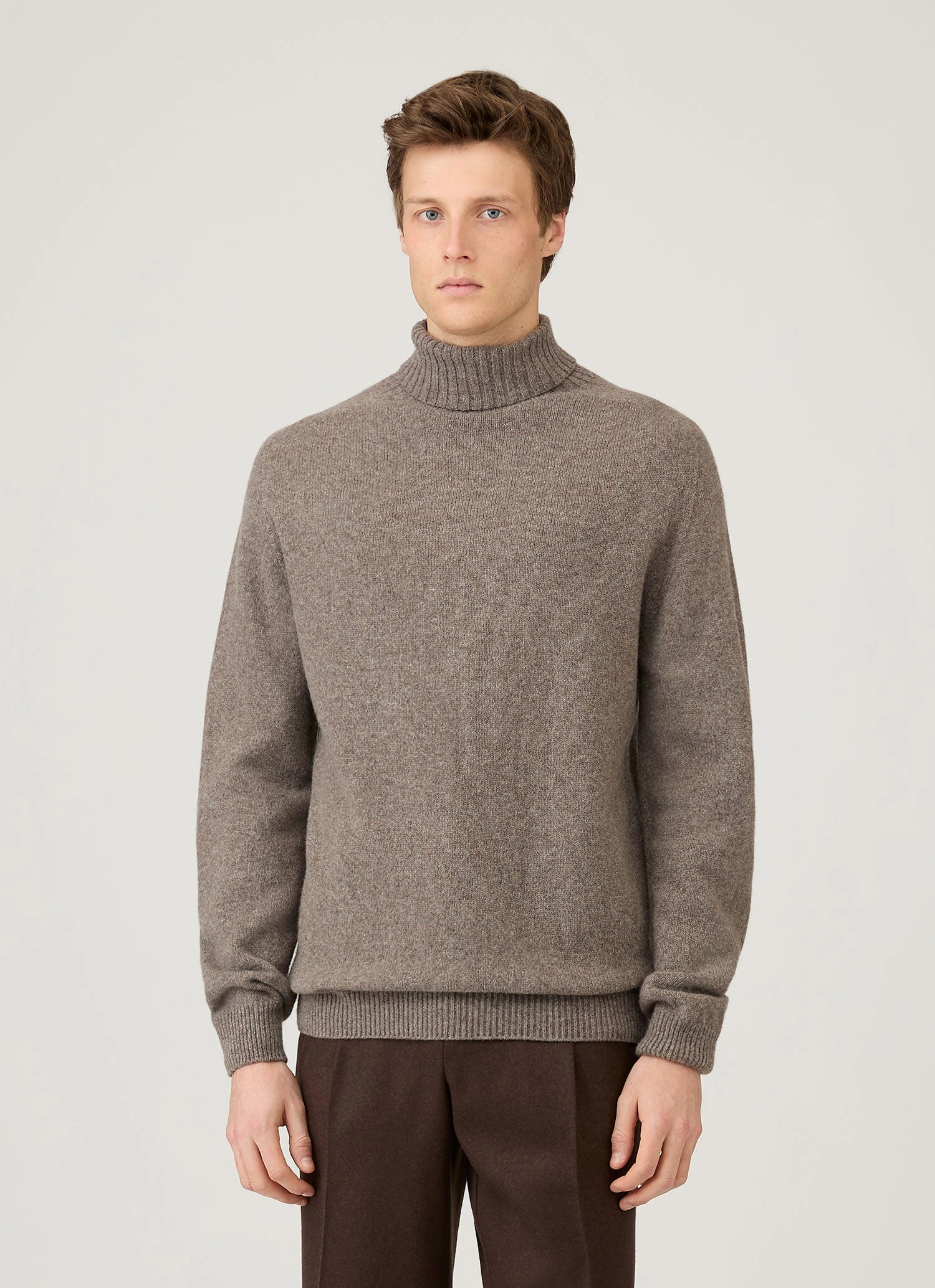 Fresh Layer Winter Comfort Men's Lambswool Roll Neck in Bark