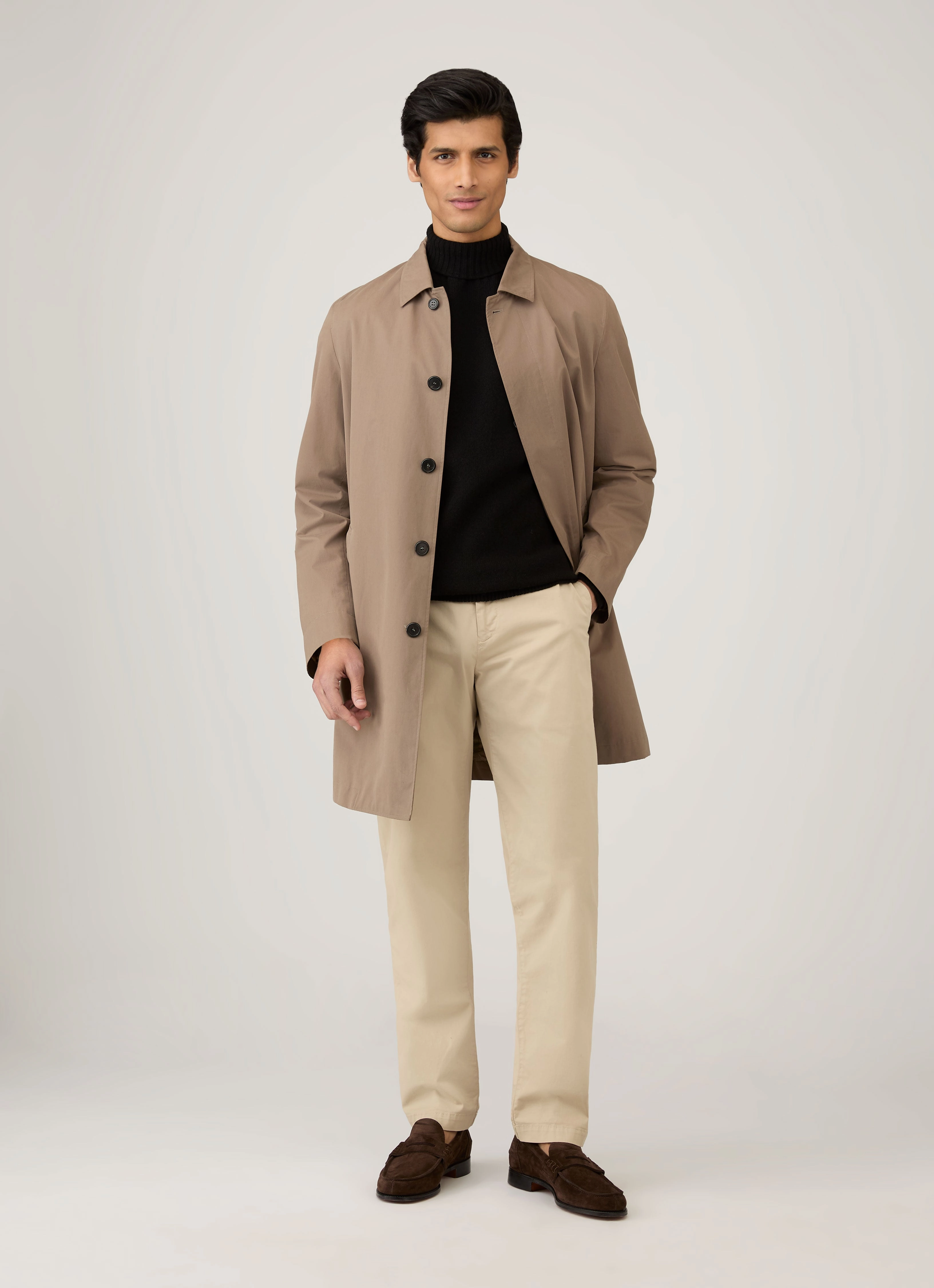 Men's Lambswool Roll Neck in Black Mild Weather QuickDry Weave