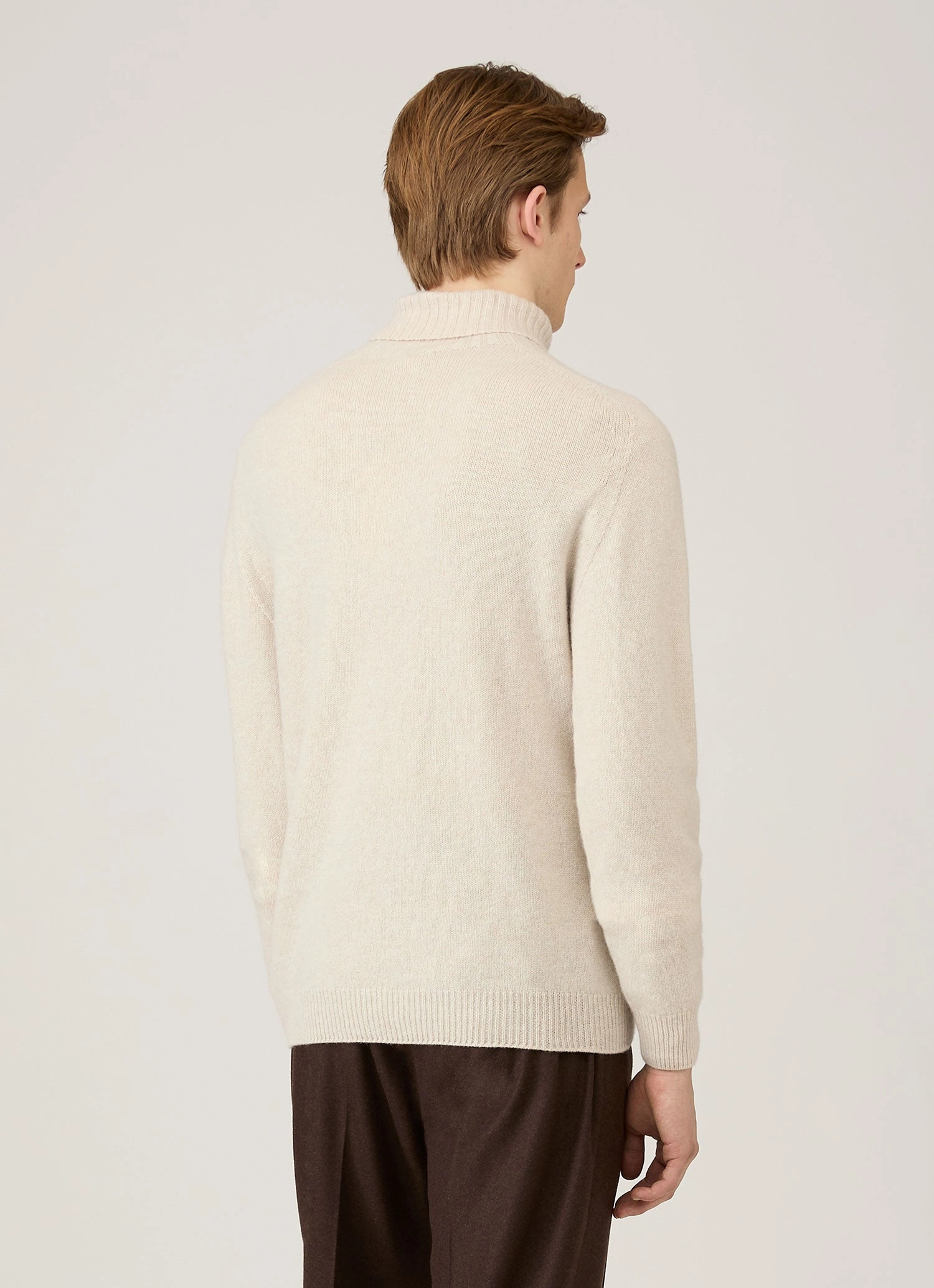 Versatile Warmth Men's Lambswool Roll Neck in Oatmeal Melange