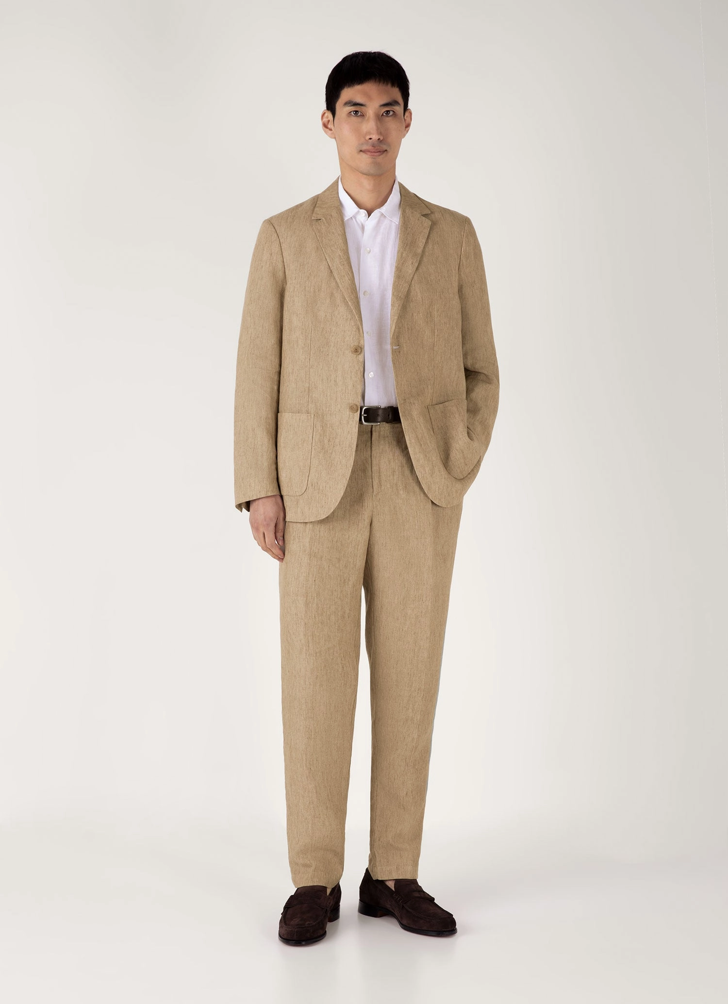 Commuter Style Quick Adjust Straps Men's Linen Blazer in Dune Melange